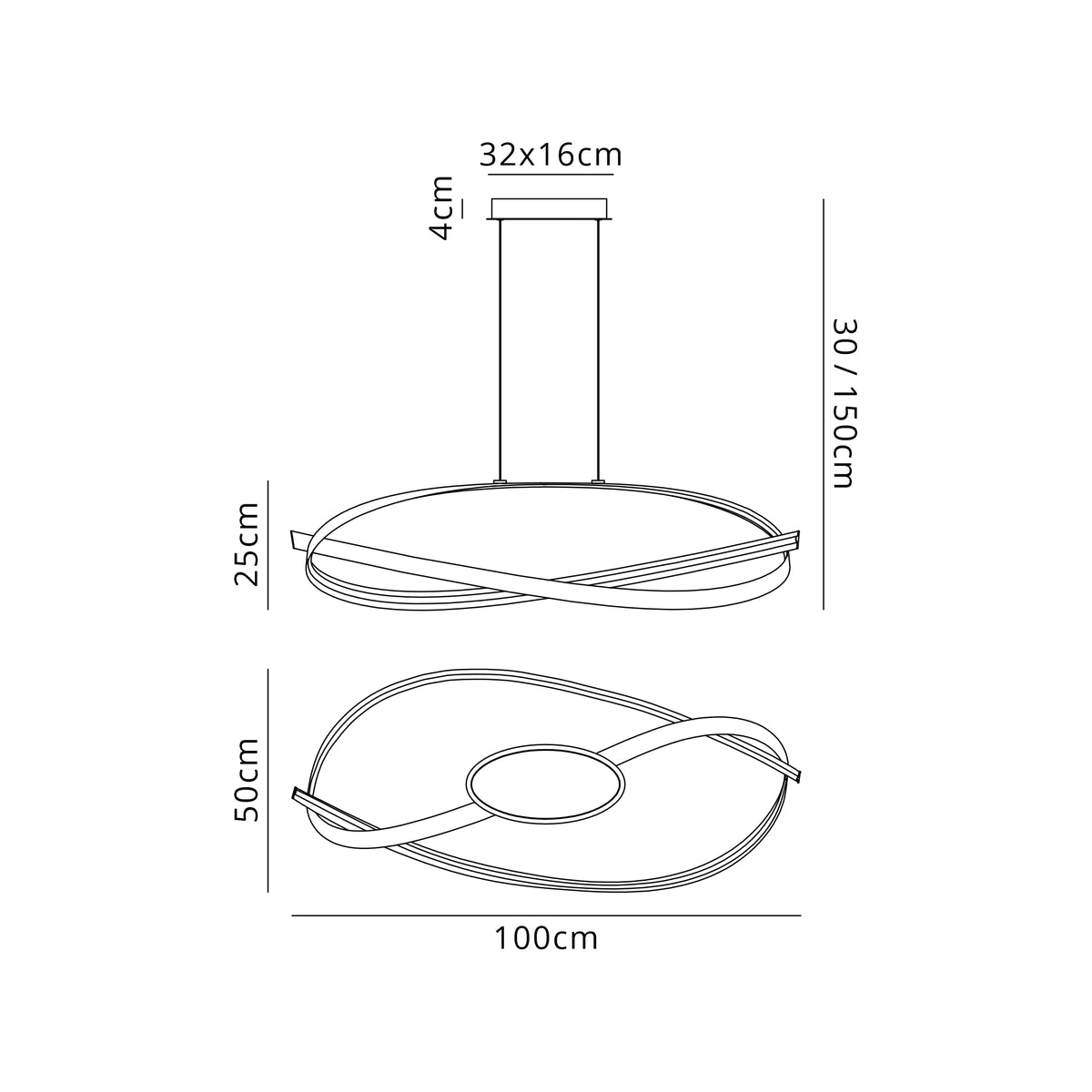 Fabula Laven Loop Pendant Light – 100 cm – Dark Grey