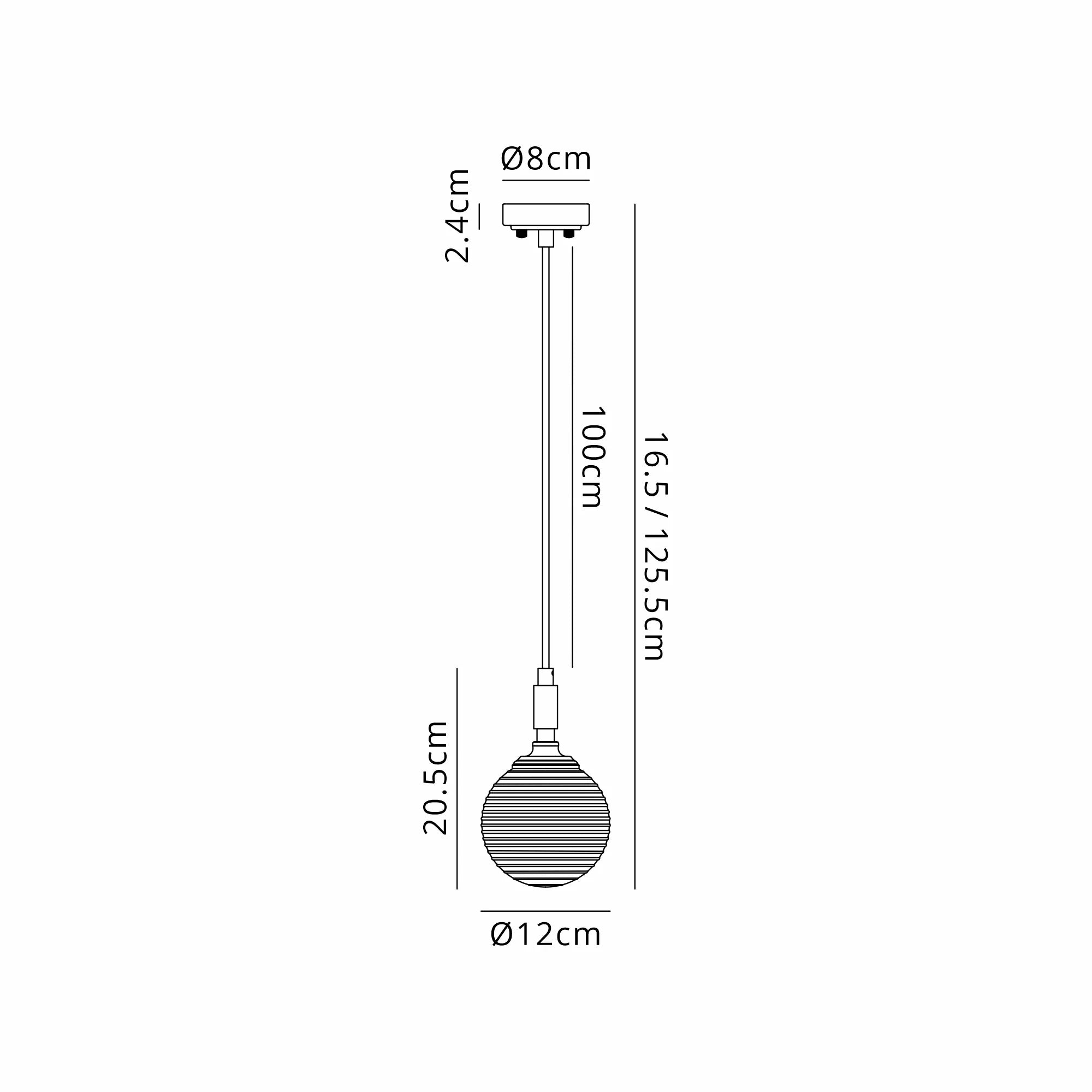 Dene Pendant 1 Light - IP44 Polished Nickel & Smoke Ribbed Round Glass