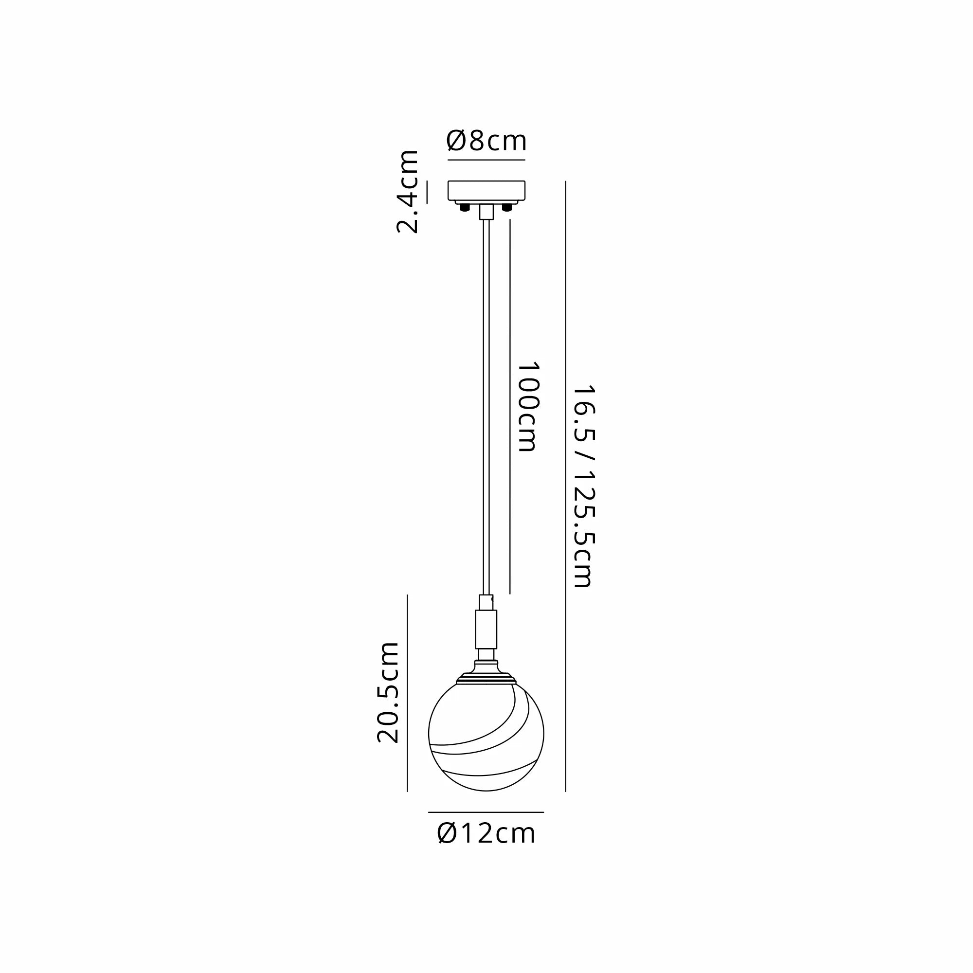 Dene Pendant 1 Light - IP44 Polished Nickel & Brown & White Round Marble Effect Glass