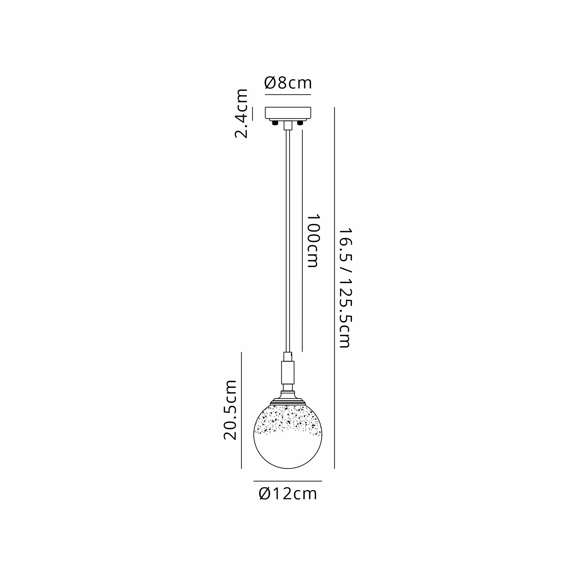 Dene Pendant 1 Light - IP44 Polished Nickel & White Two-Tone Snow Specks Round Glass