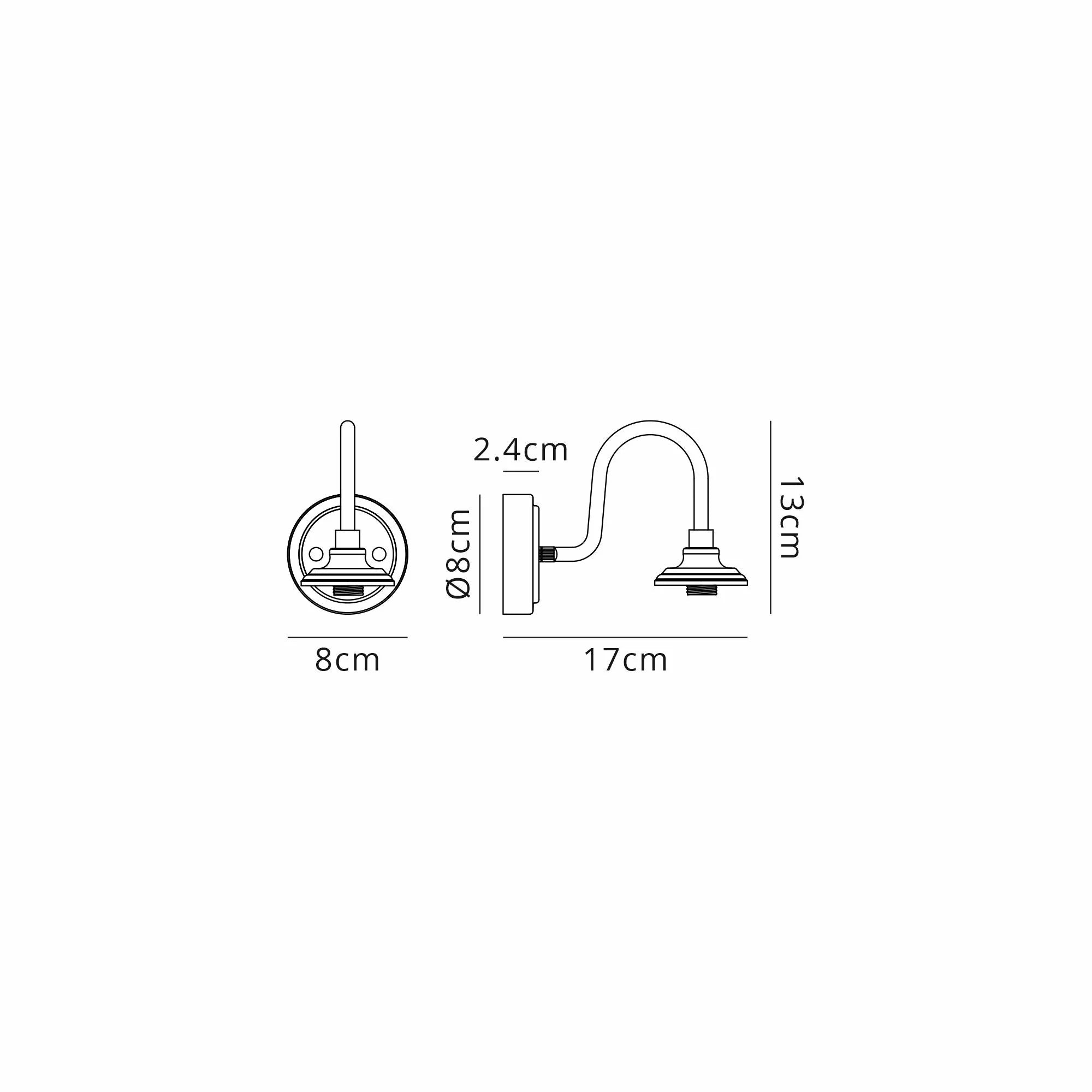 Dene Curved Arm Wall Light - Frame 1 Light - IP44 Polished Nickel