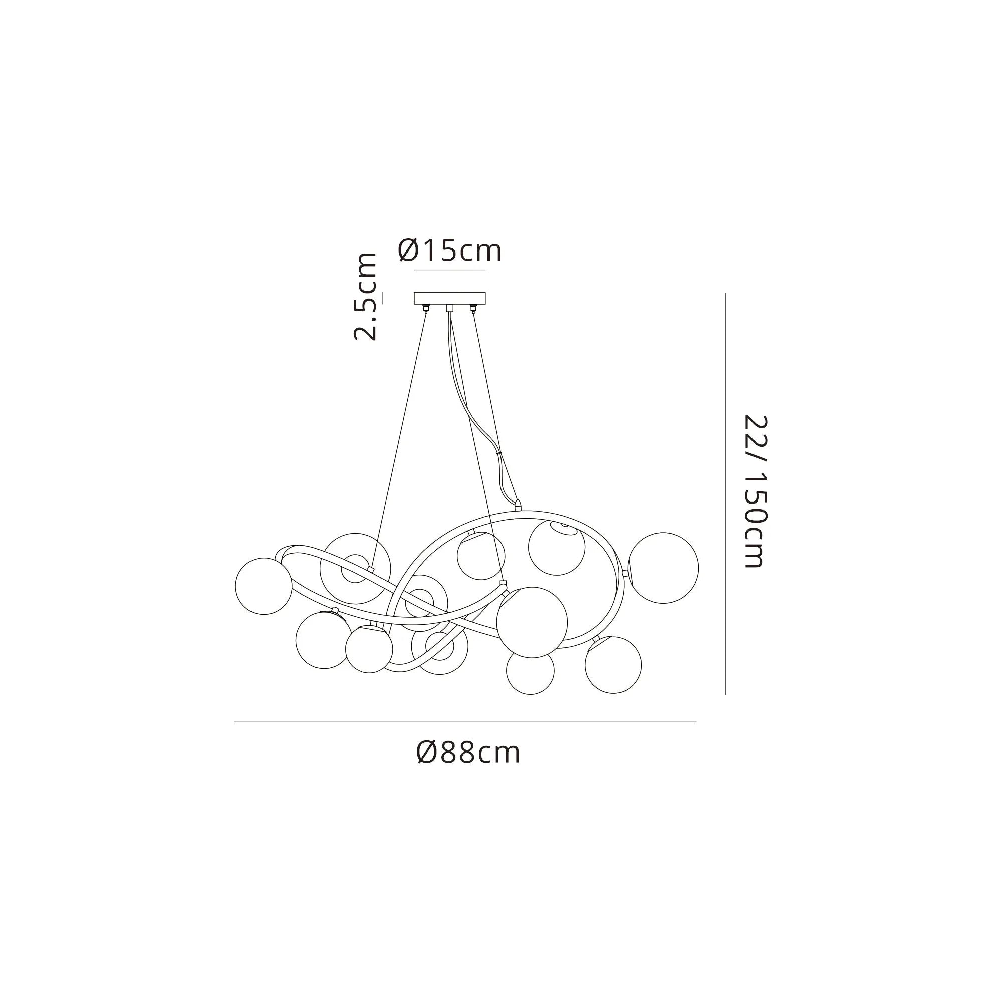 Deacon Twisted Pendant 12 Light - Satin Nickel Chrome Plated Glass