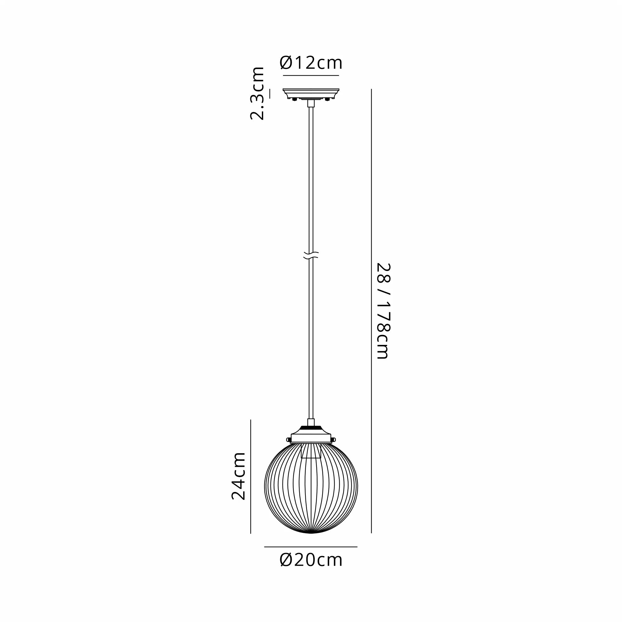 Grove Single Pendant with 20cm Acorn Ribbed Glass -Satin Black & Black Twisted Braided Cable & Clear