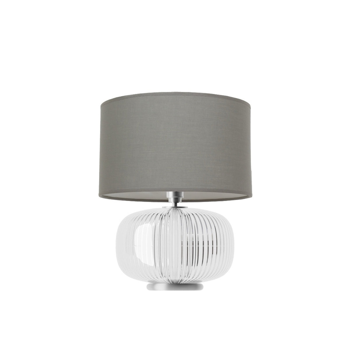 Leverint Archway Table Lamp in fine ribbed glass, studio shot on white with a grey drum shade shown (not included)