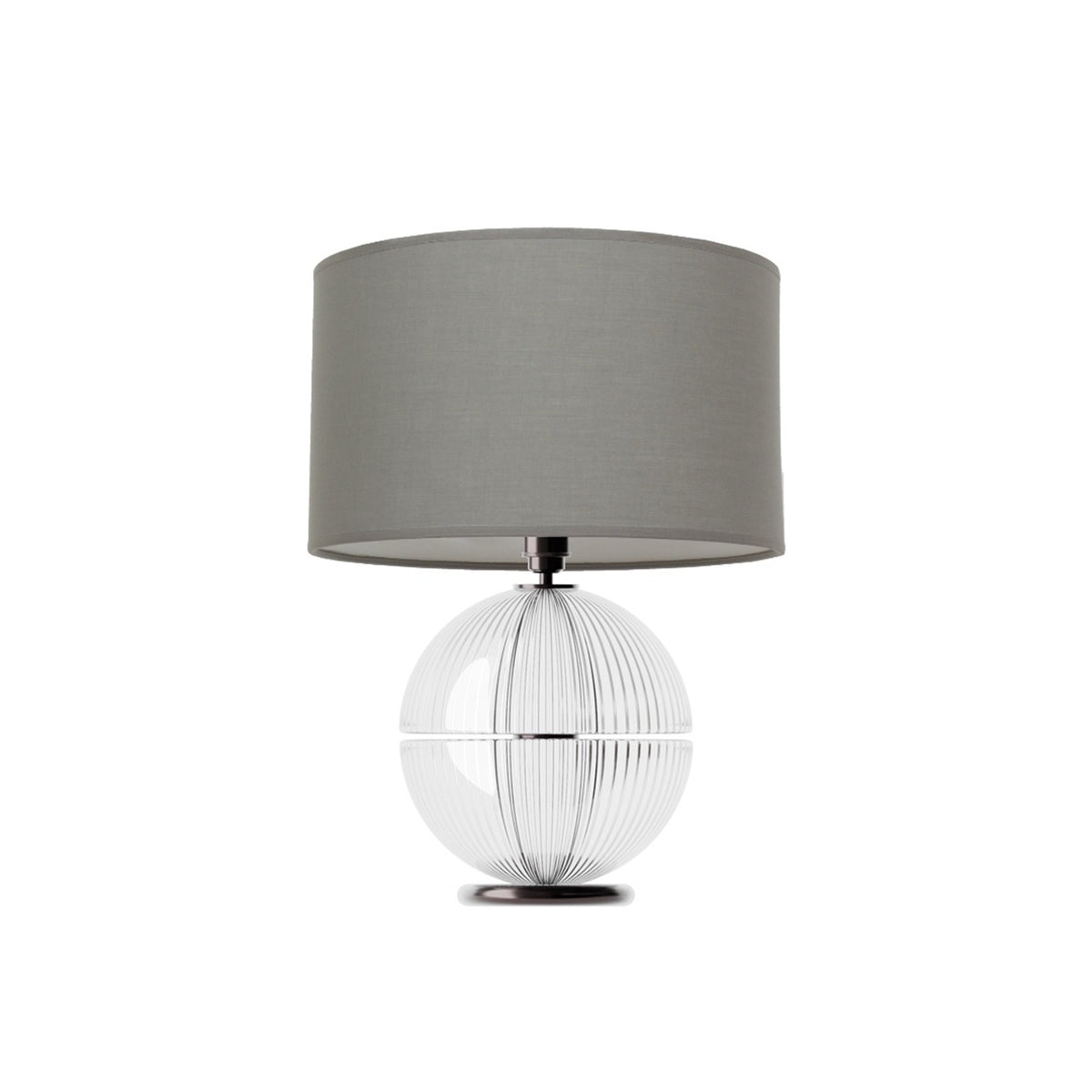 Leverint Oxford Table Lamp in fine ribbed hand blown glass with closely set ribs on the two stacked domes, studio shot