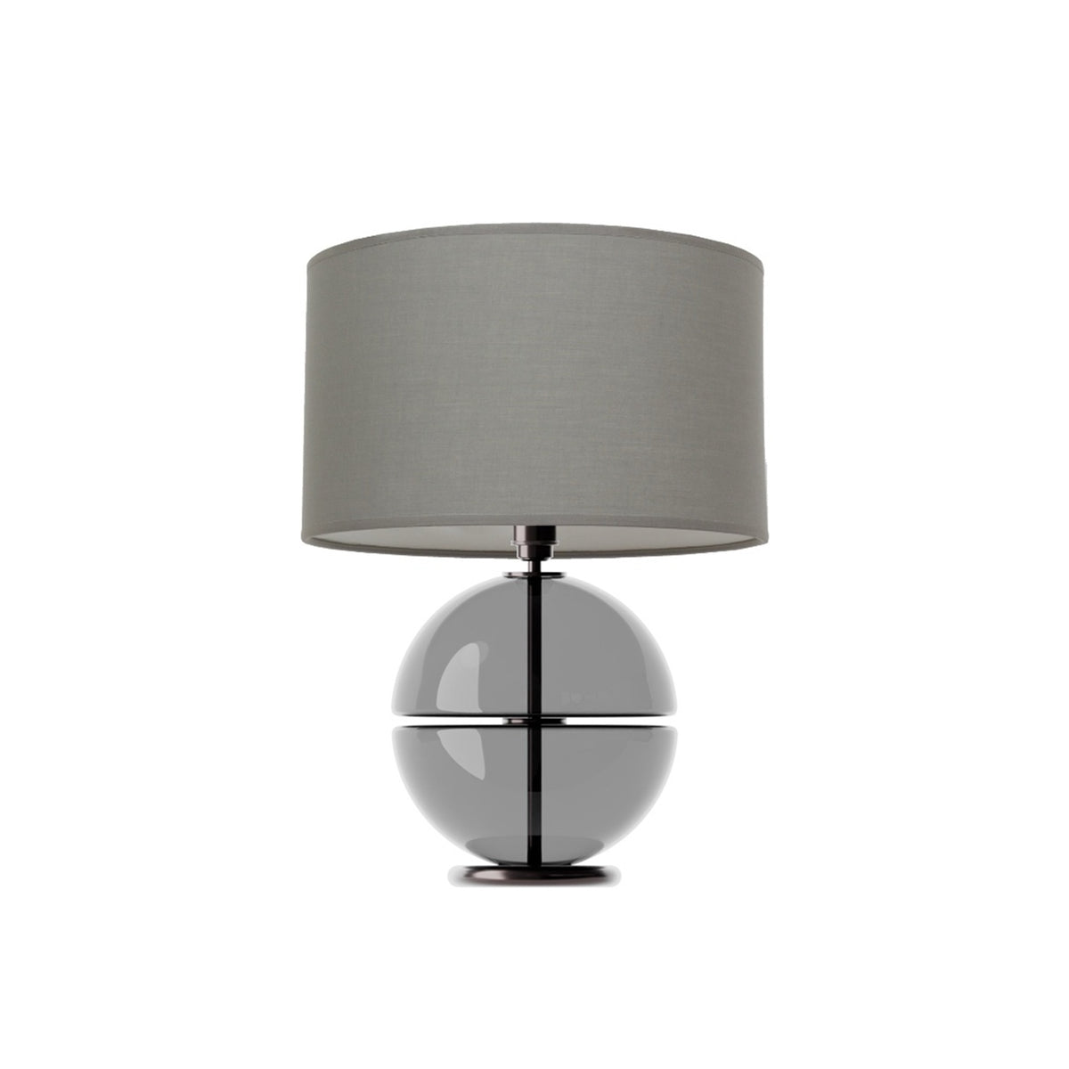 Leverint Oxford Table Lamp with two stacked transparent black hand blown glass domes on dark plated metalwork, studio shot, shade shown not included