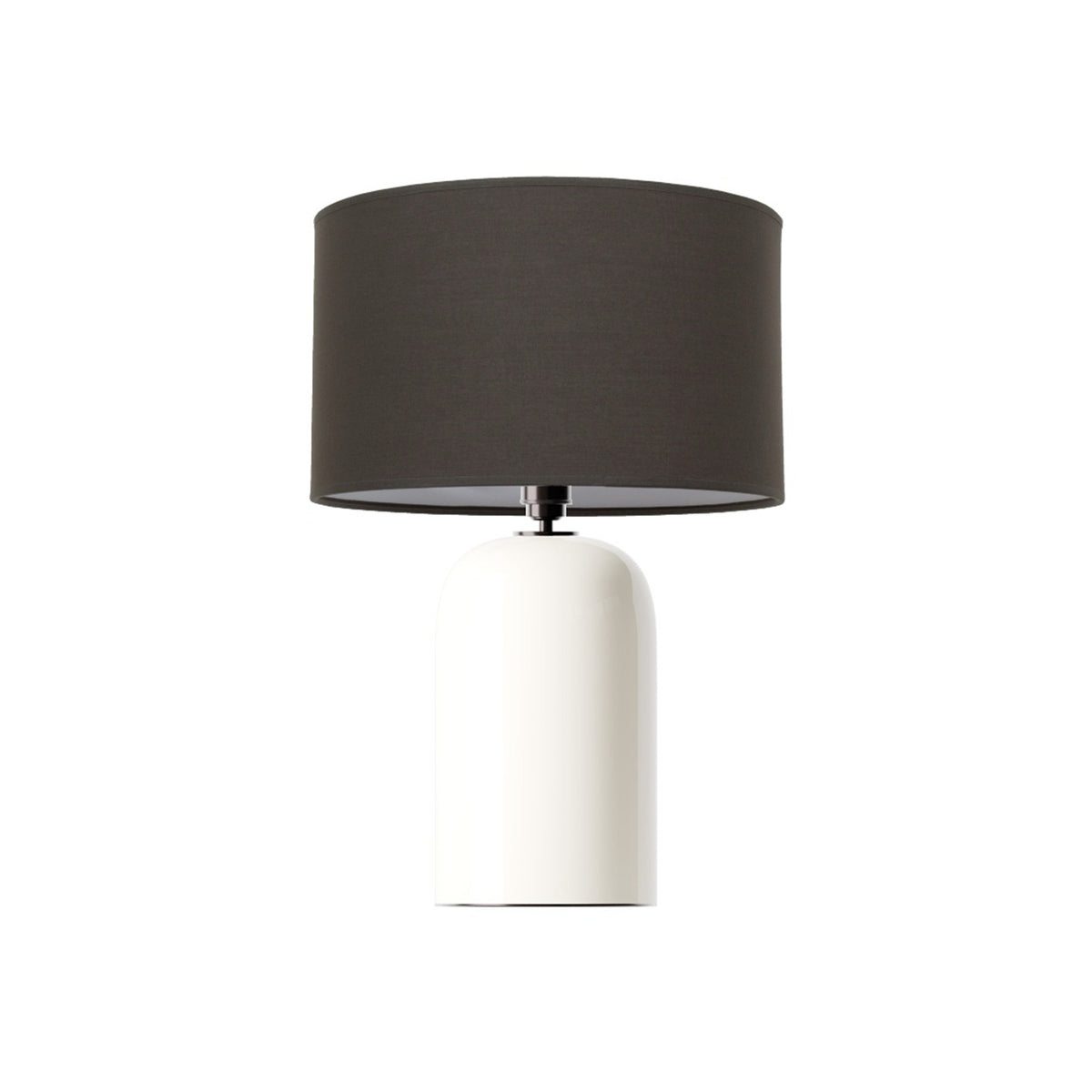 Leverint Richmond Table Lamp in glossy opaque white glass, studio shot on white with a dark drum shade (not included)