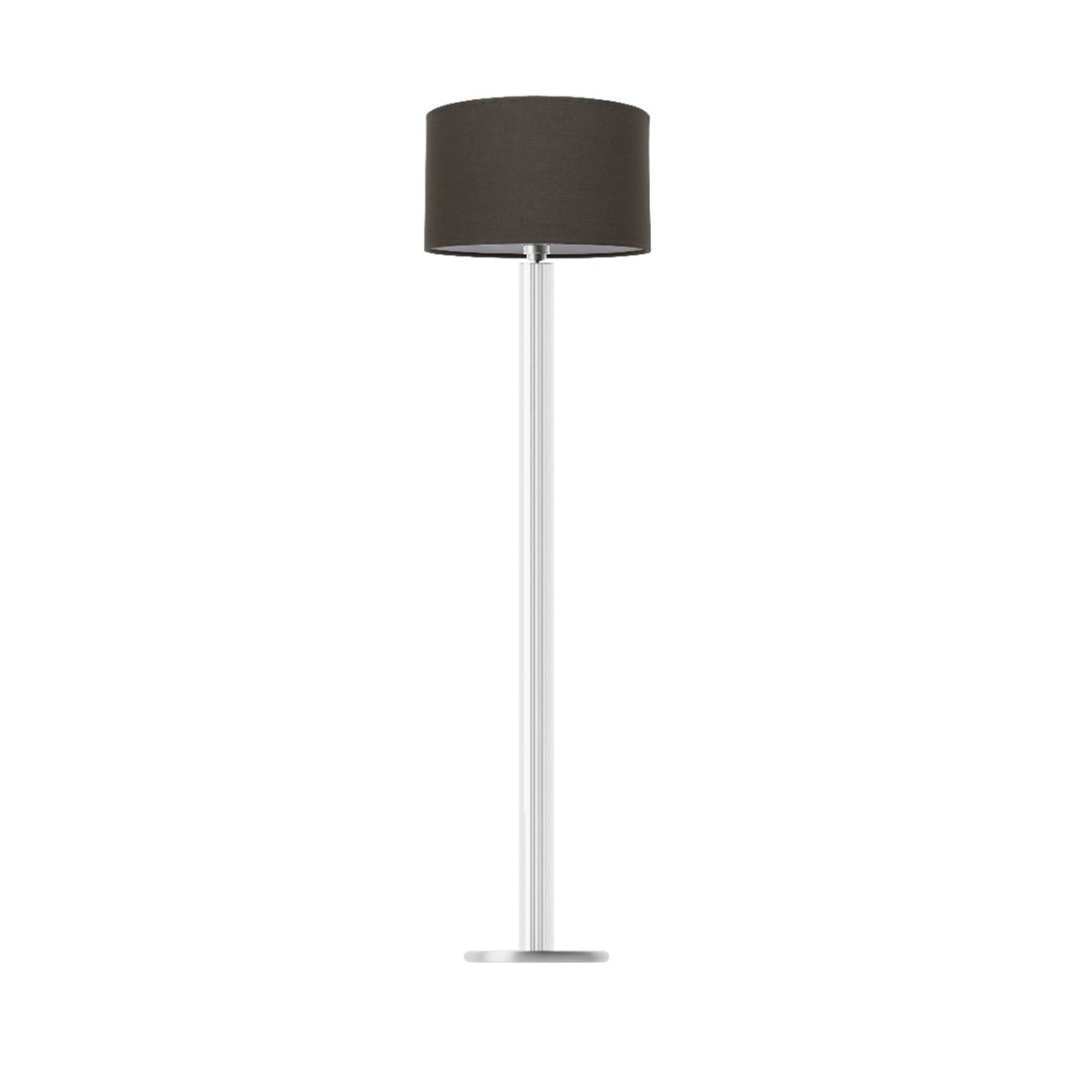 Leverint Temple Tall Floor Lamp in ribbed glass with fine vertical ribs along the column, studio shot on white with a dark drum shade shown (not included)