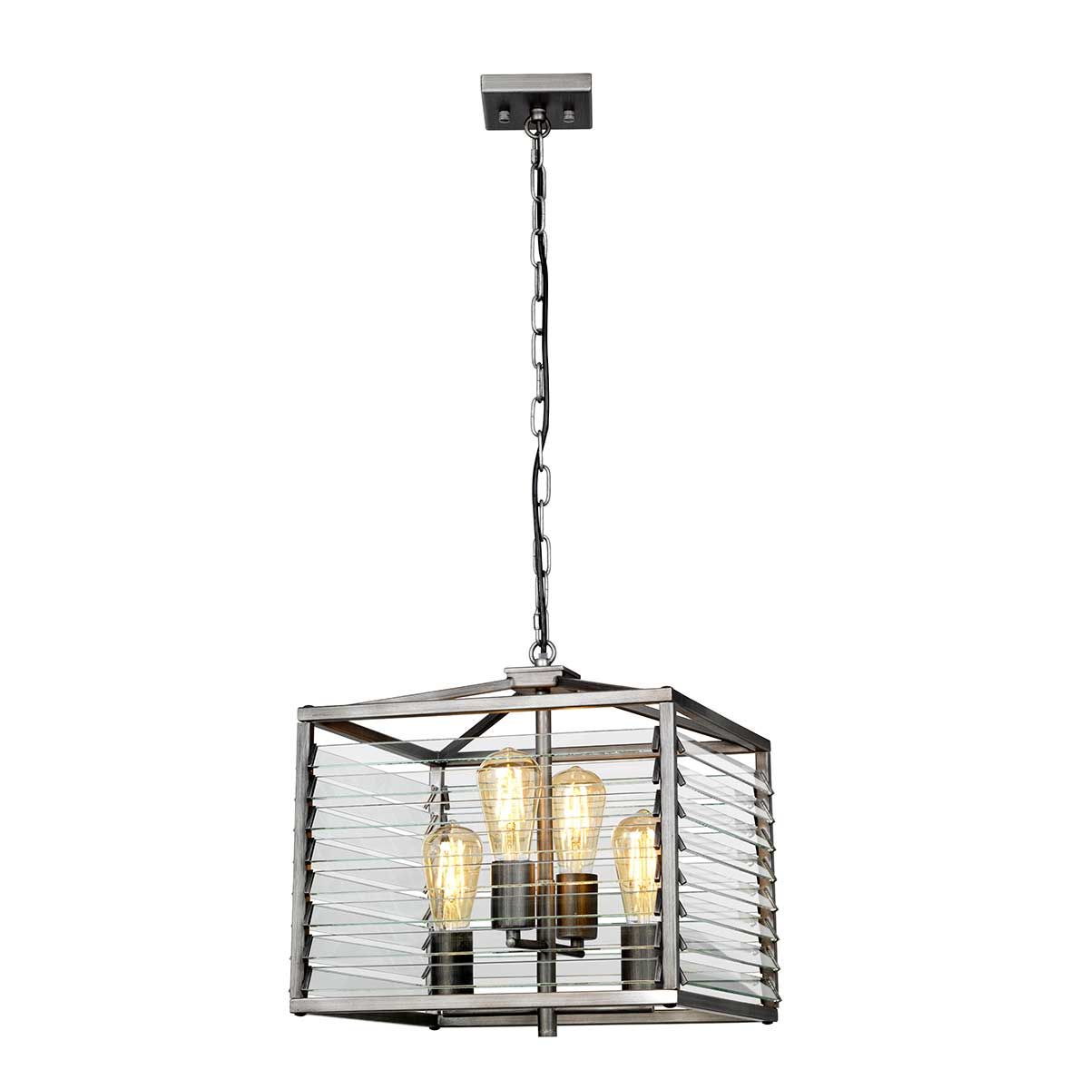 Elstead Louvre 4 Light Pendant - Painted Gunmetal