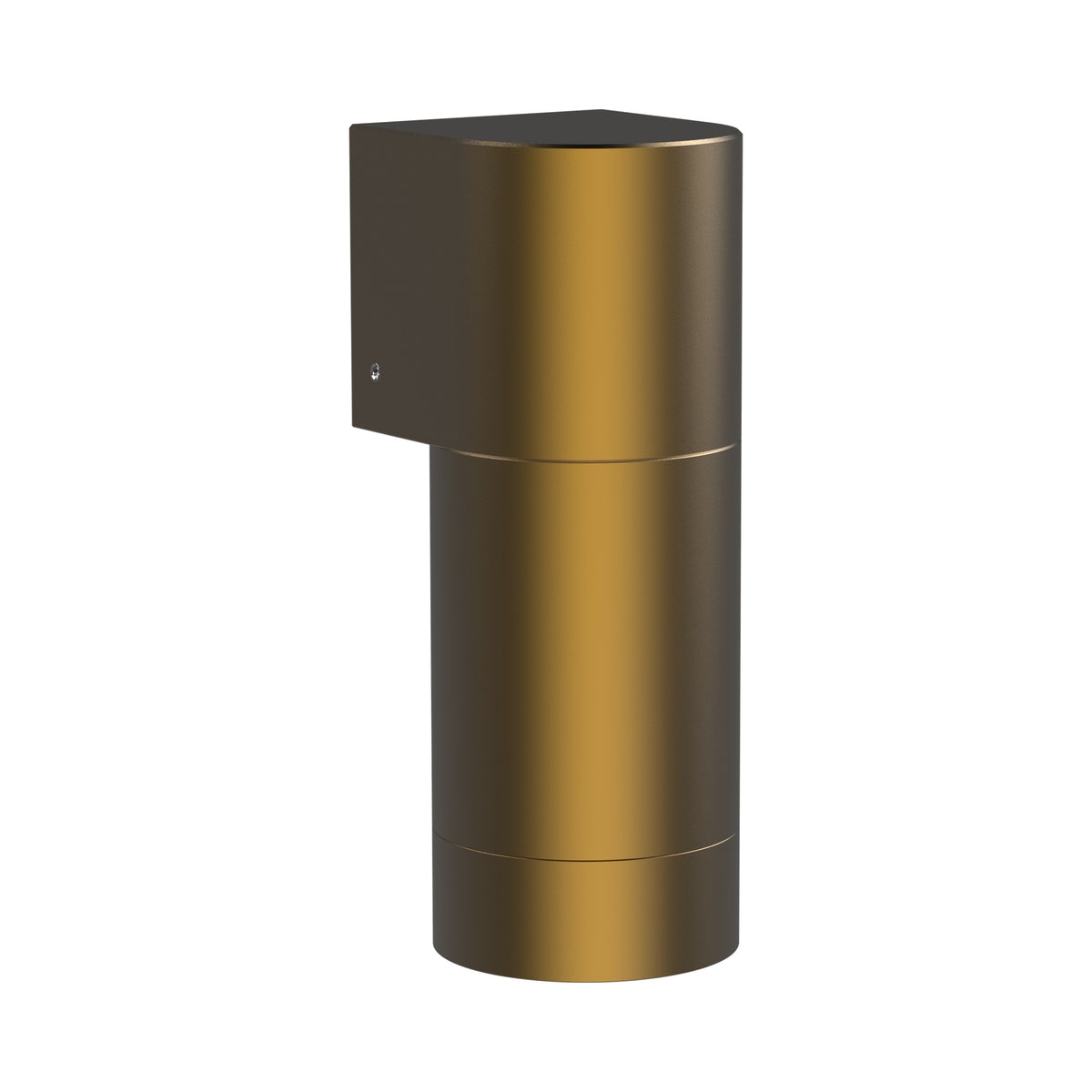 LuxR Modux 2 wall down light in brass, a slim cylinder on a wall mounting plate
