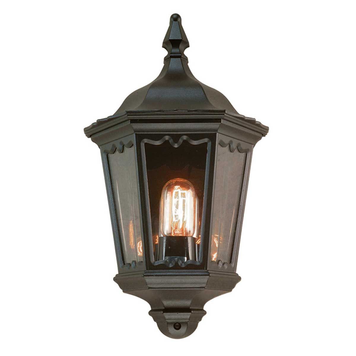 Elstead Medstead Single Half Lantern with PIR - Black