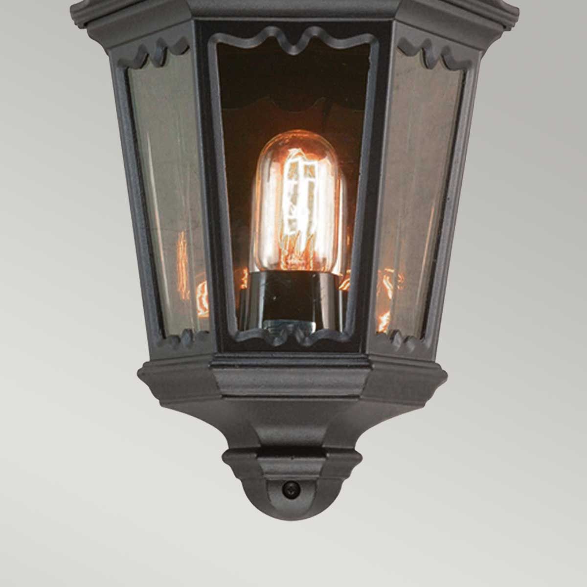 Elstead Medstead Single Half Lantern with PIR - Black