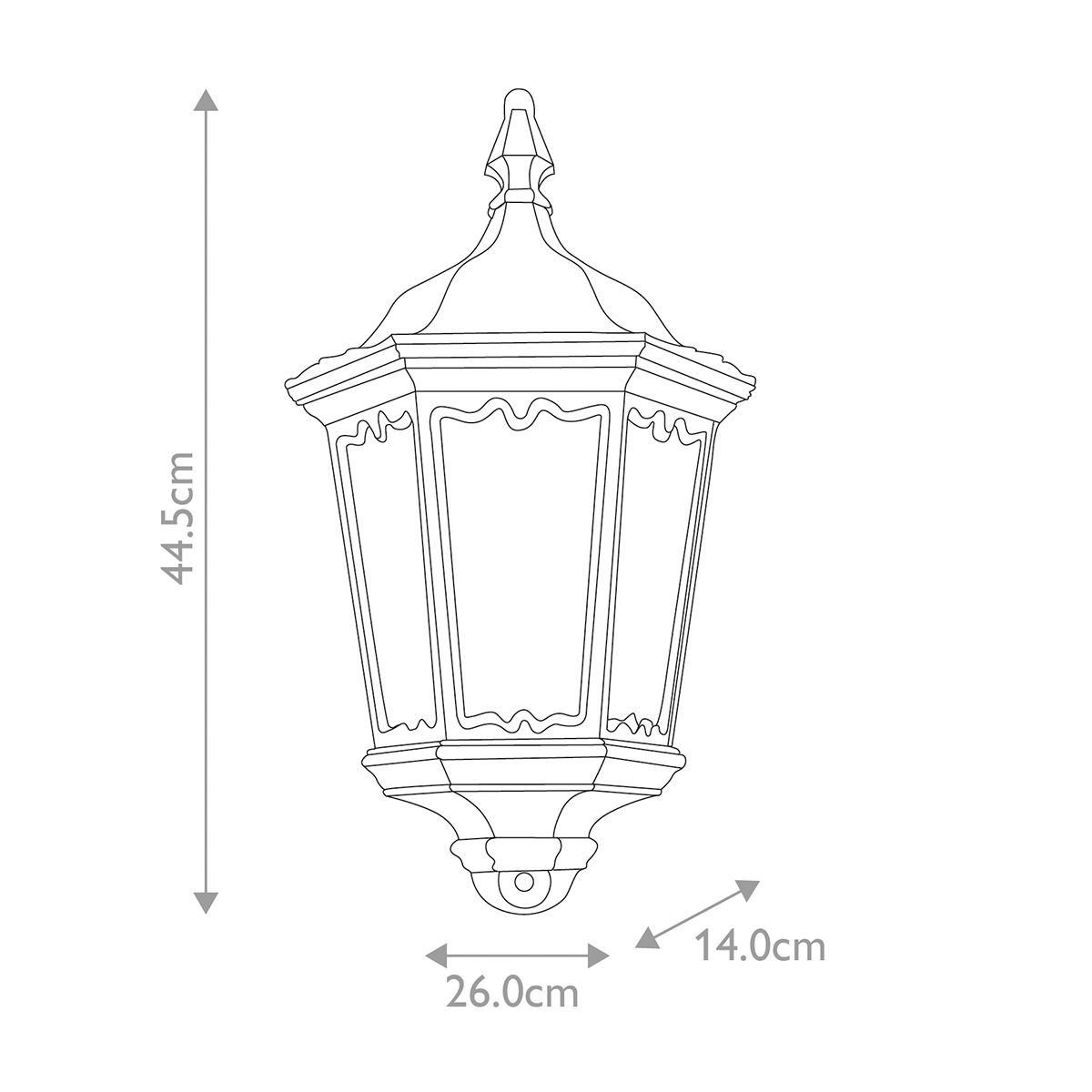 Elstead Medstead Single Half Lantern with PIR - Black