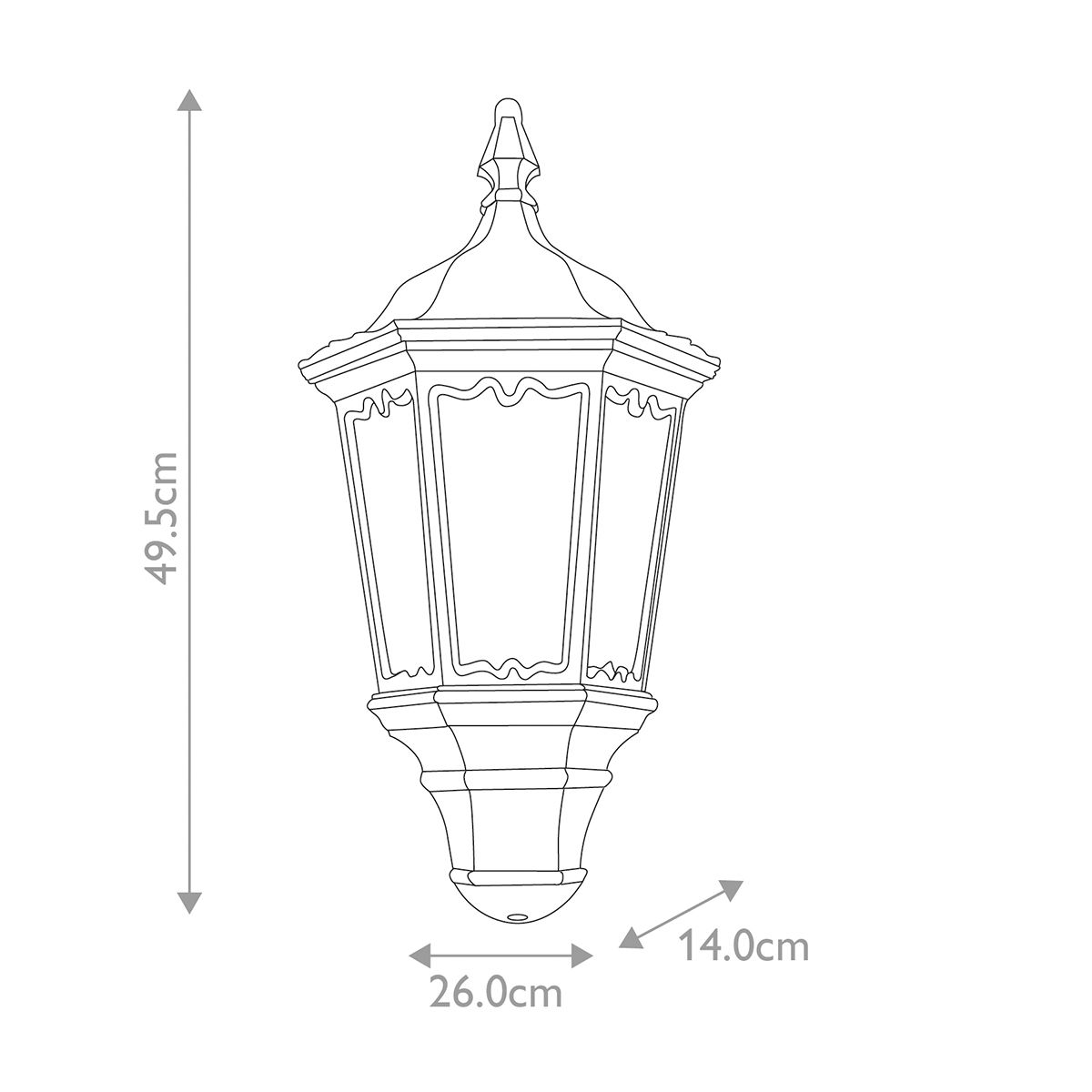 Elstead Medstead Single Half Lantern - Black
