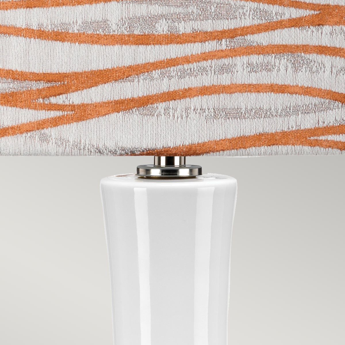 Elstead Milo 1 Light Table Lamp - White, Polished Nickel & Orange