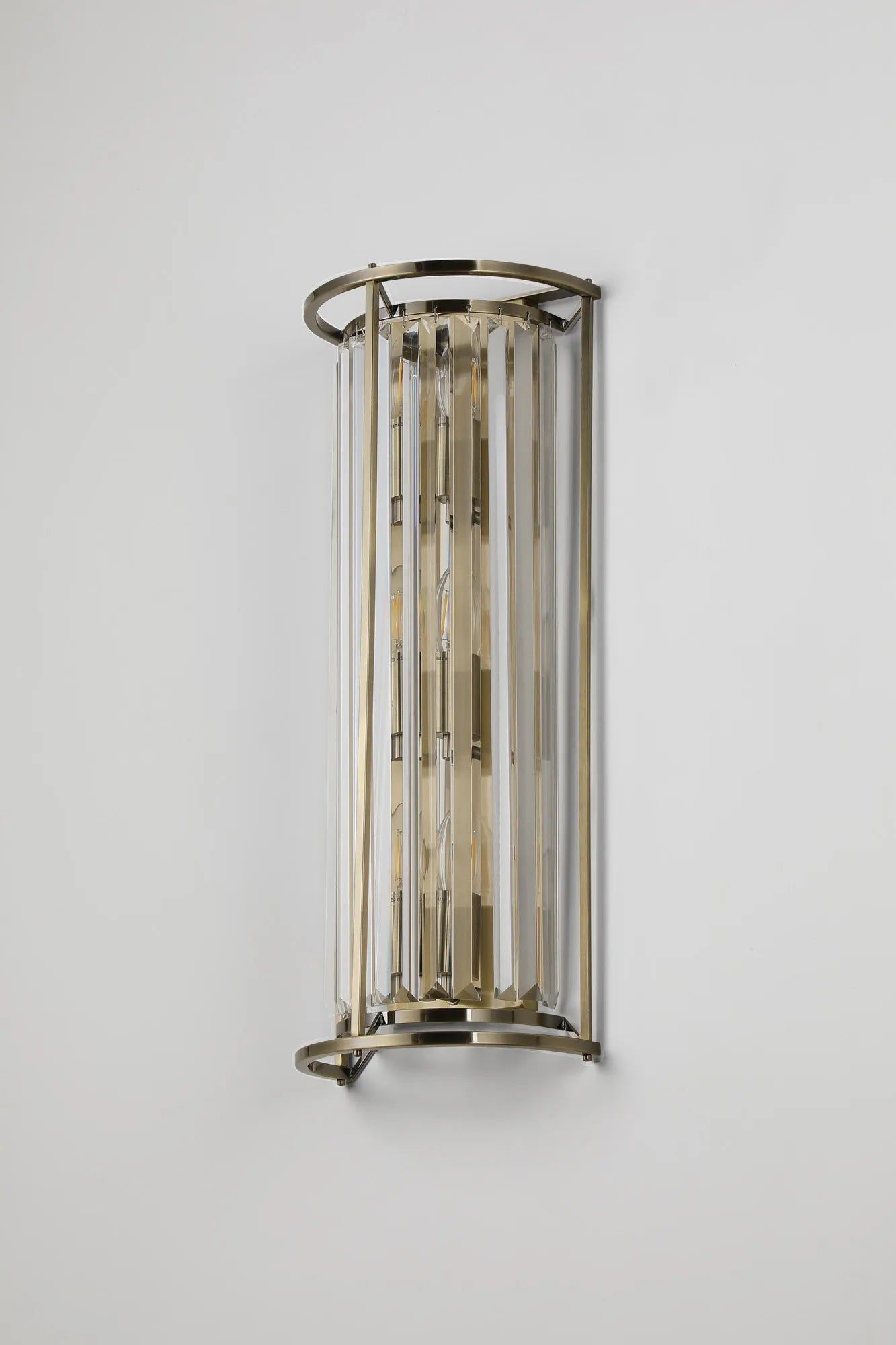 Fabula Oakhurst 3 Light Tall E14 Wall Lamp - Antique Brass & Clear Crystal