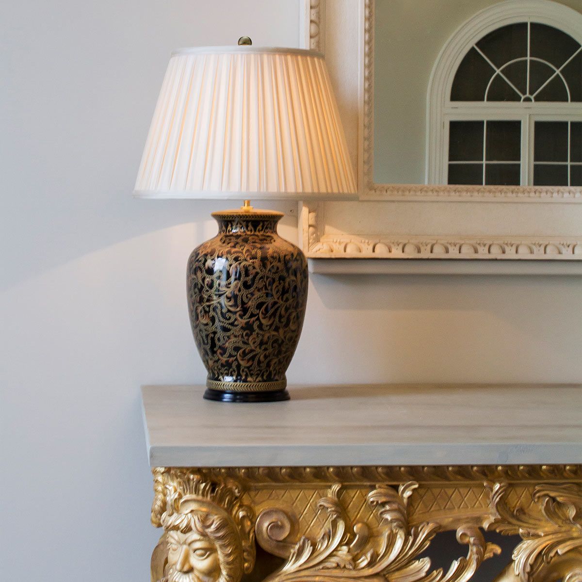 Elstead Morris Single Large Table Lamp - Gold & Black