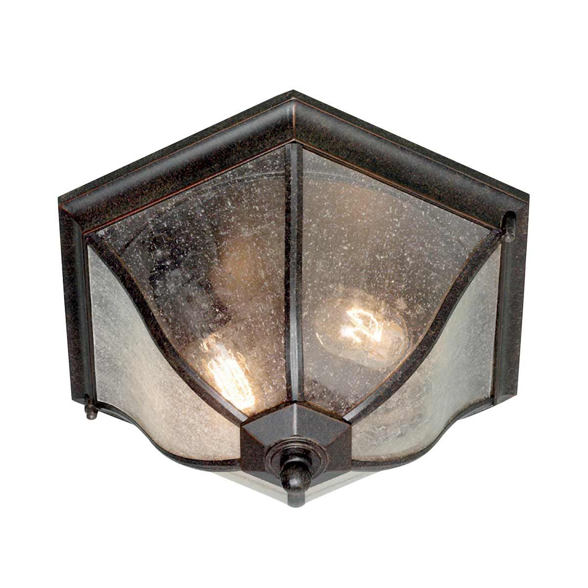 Elstead New England 2 Light Medium Flush Lantern - Weathered Bronze