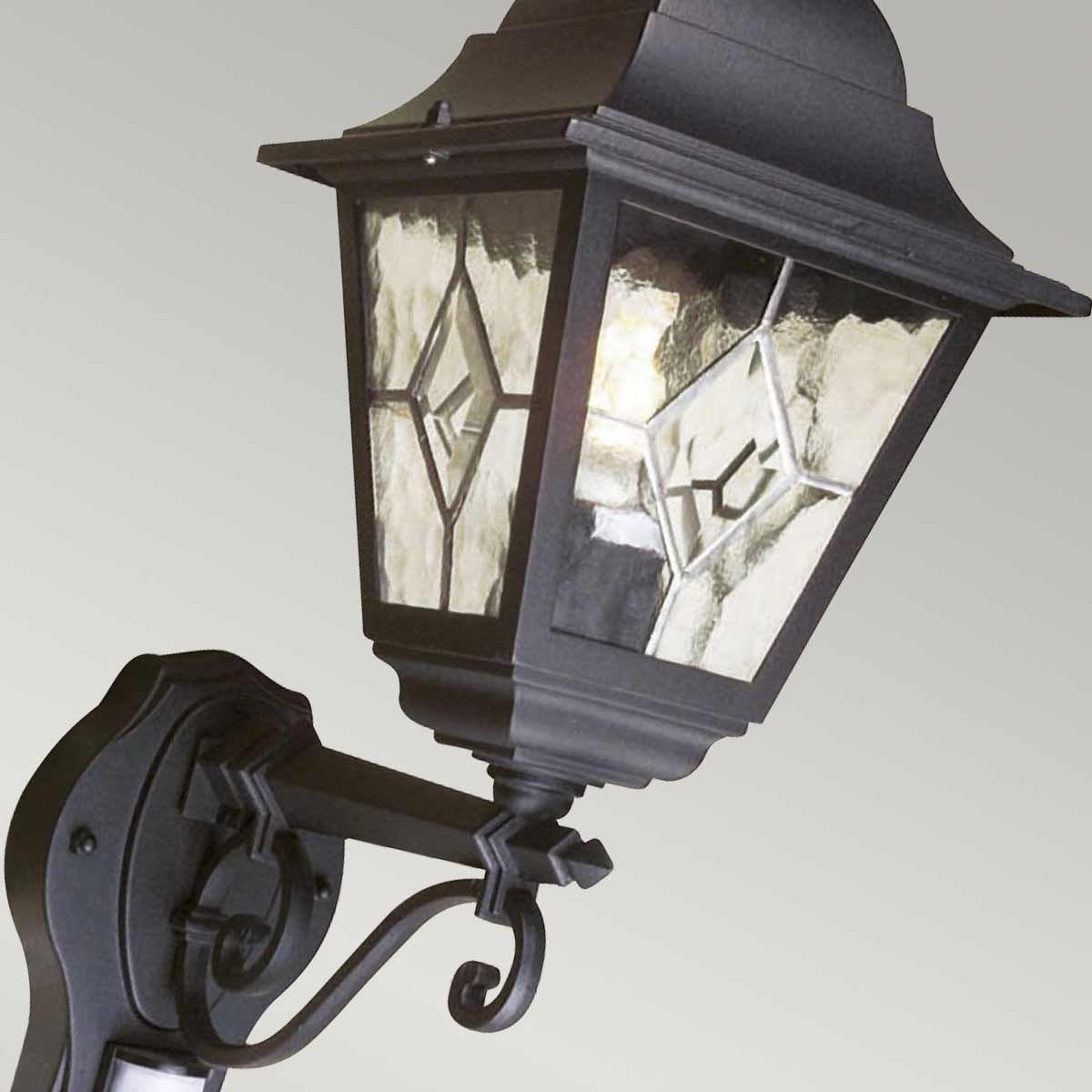 Elstead Norfolk Single Up Wall Lantern with PIR - Black