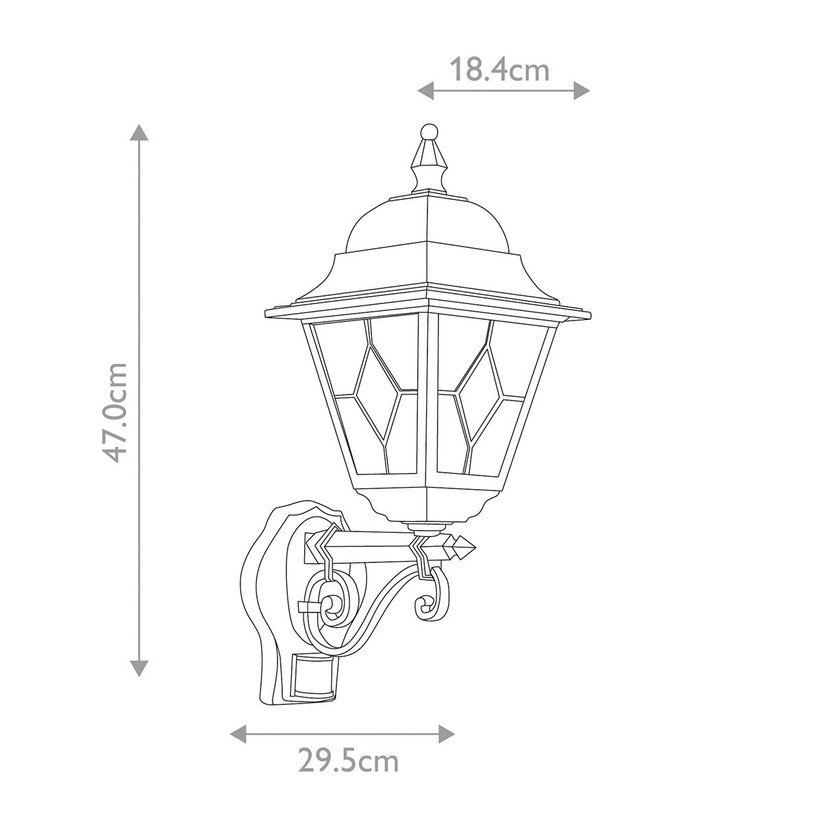 Elstead Norfolk Single Up Wall Lantern with PIR - Black