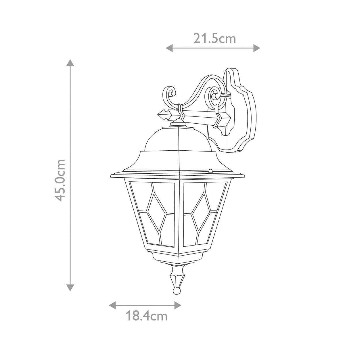 Elstead Norfolk Single Down Wall Lantern - Black