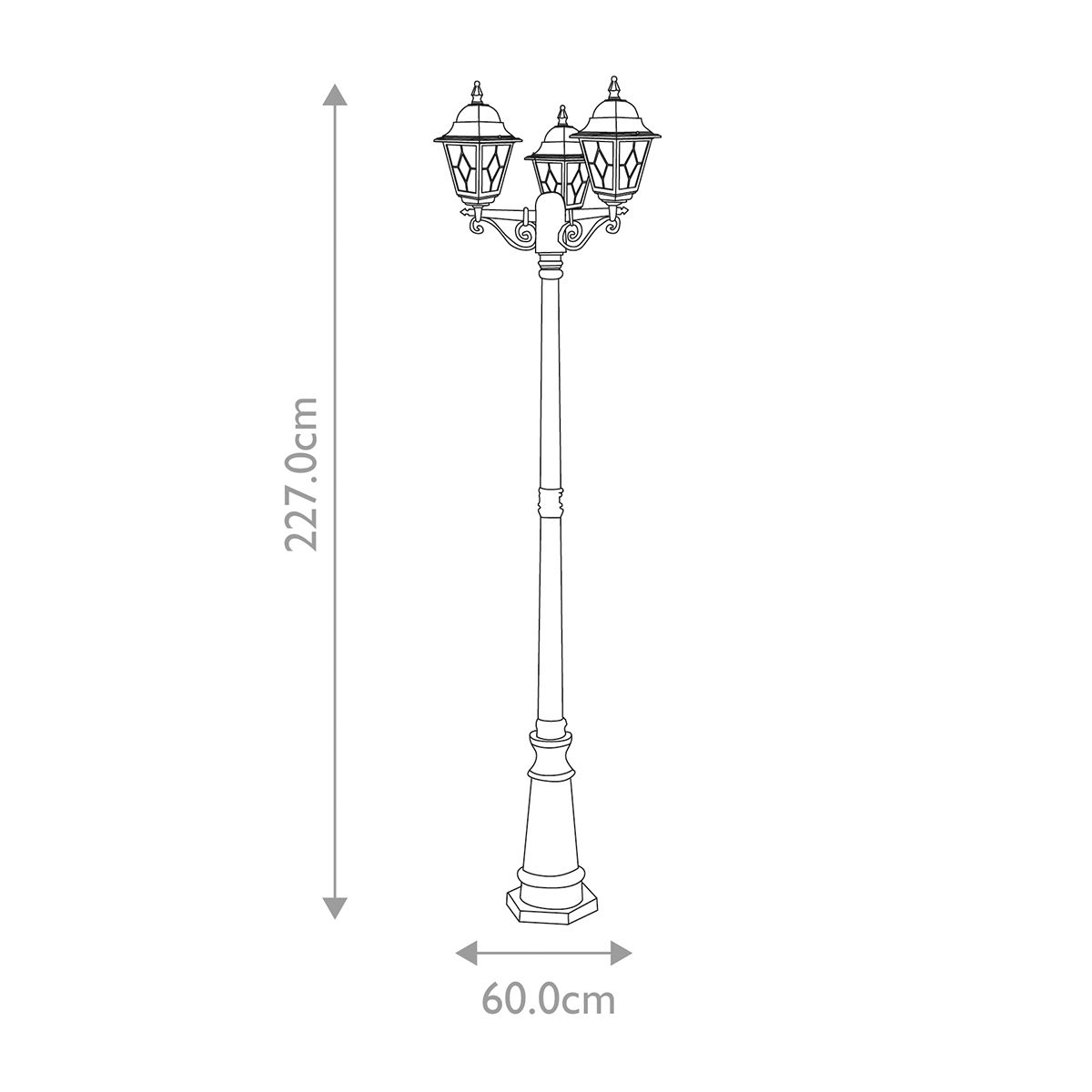 Elstead Norfolk 3 Light Lamp Post - Black