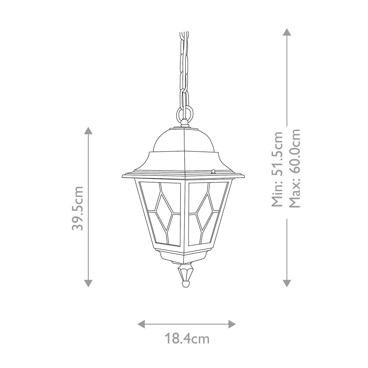 Elstead Norfolk Single Chain Lantern - Black