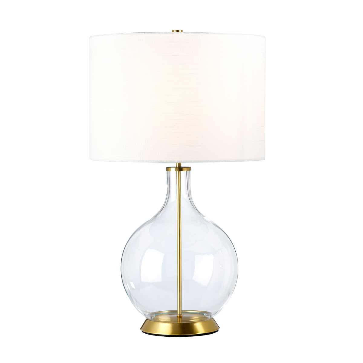 Elstead Orb Single Table Lamp - Aged Brass & White Shade