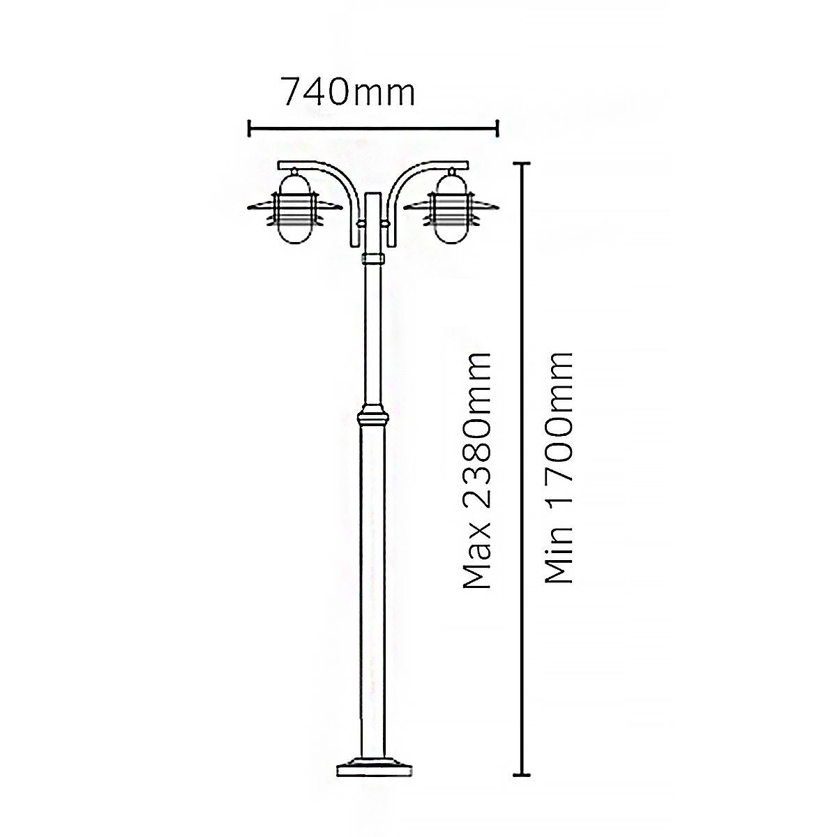 Norlys Oslo 2 Light Lamp Post - Black