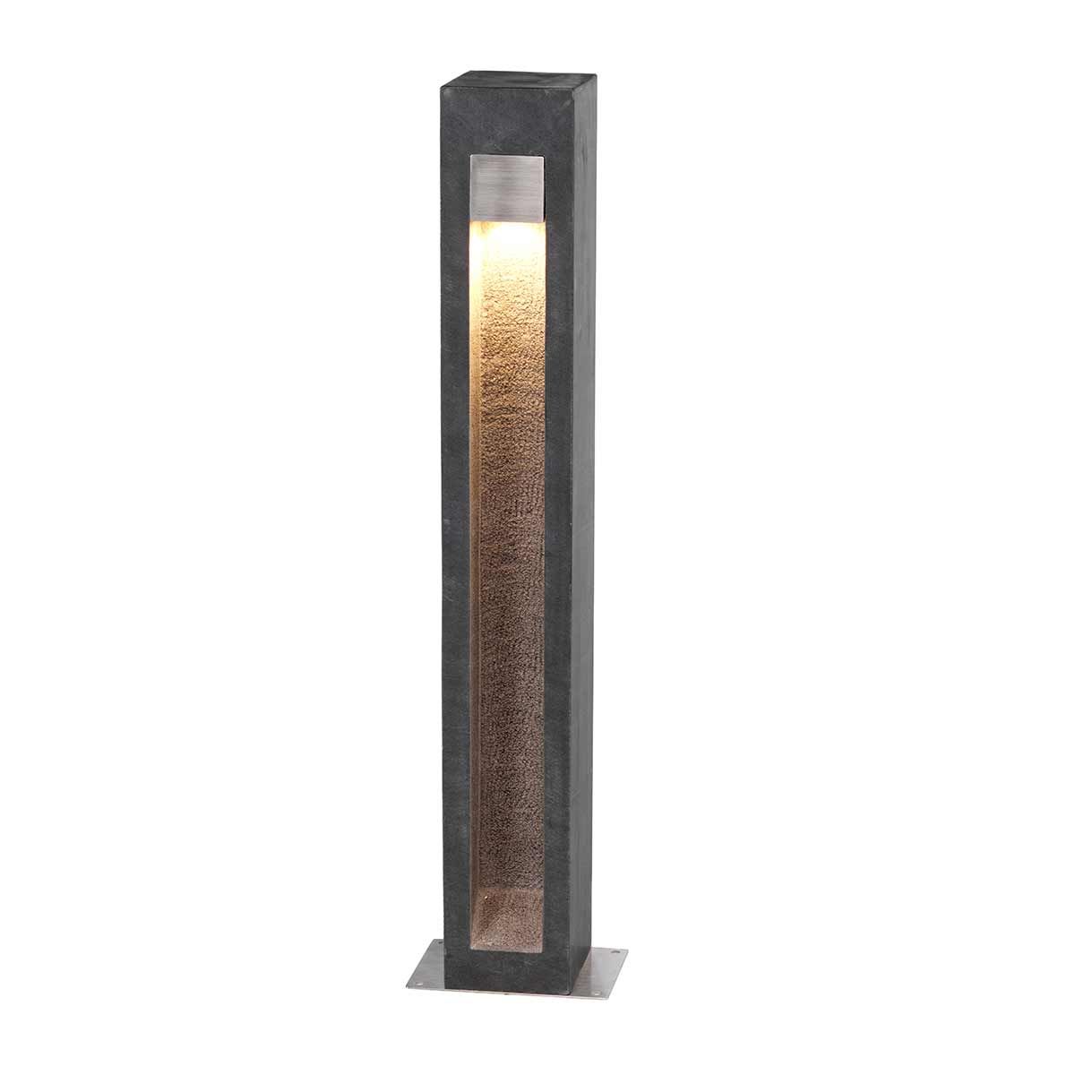 Elstead Parkstone LED Bollard 700mm - Basalt Stone & Stainless Steel