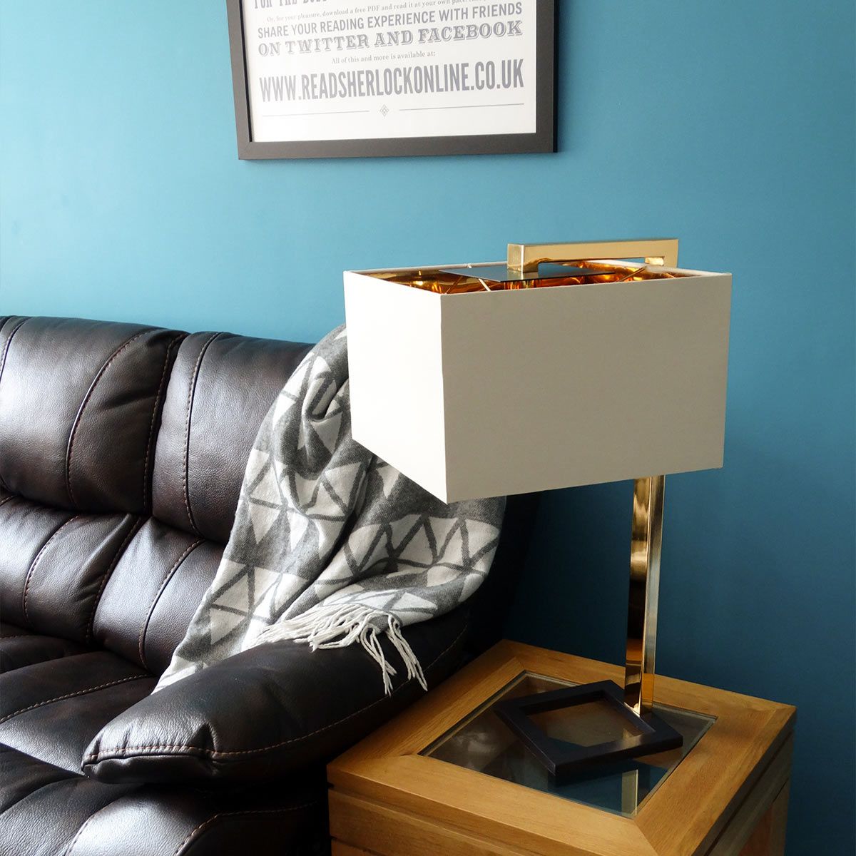 Elstead Plein Single Table Lamp - Dark Brown & Polished Gold