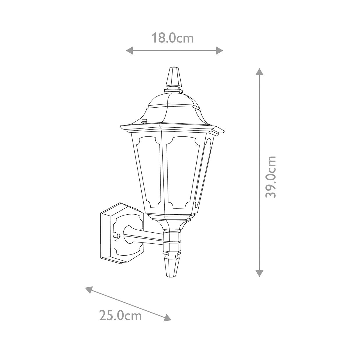 Elstead Parish Mini Single Up Wall Lantern - Black
