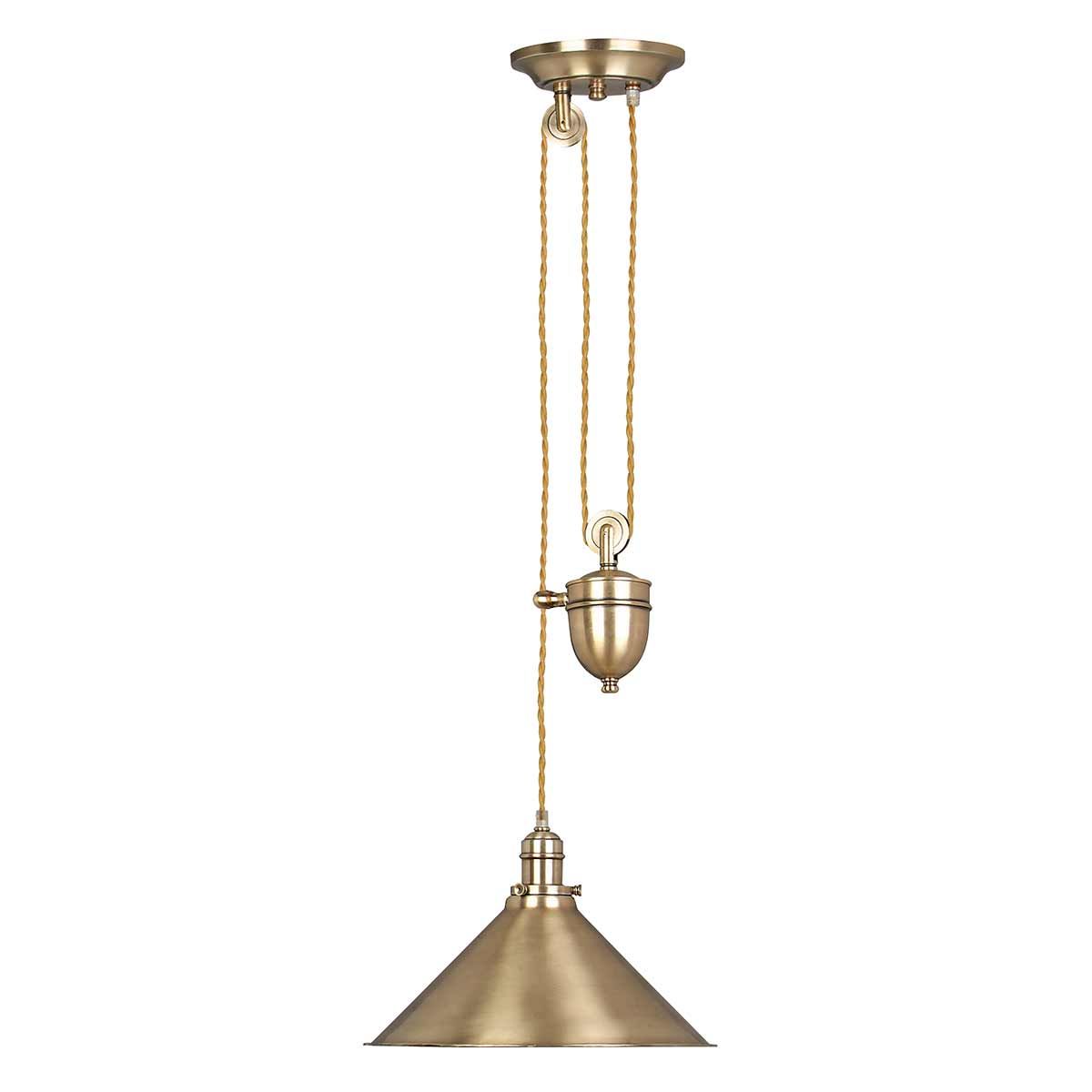 Elstead Provence Single Rise and Fall Pendant - Aged Brass