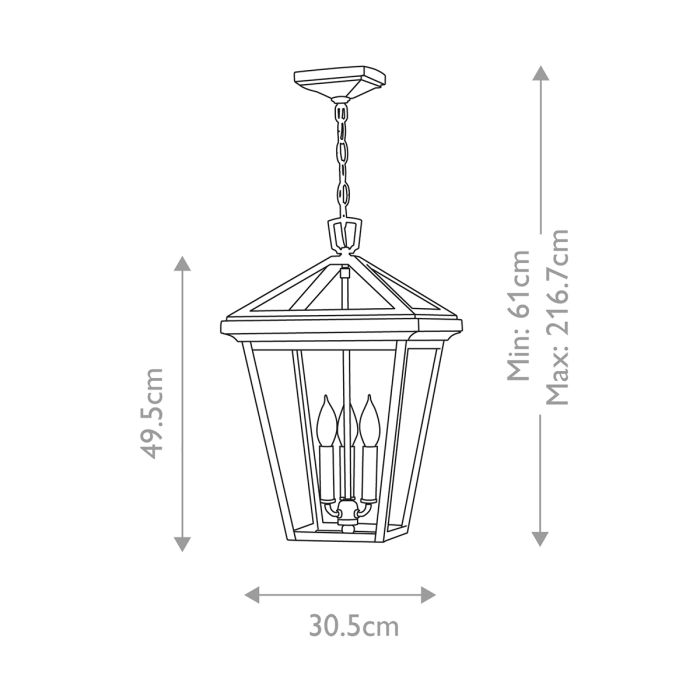 Quintiesse Alford Place 3 Light Large Chain Lantern - Museum Black