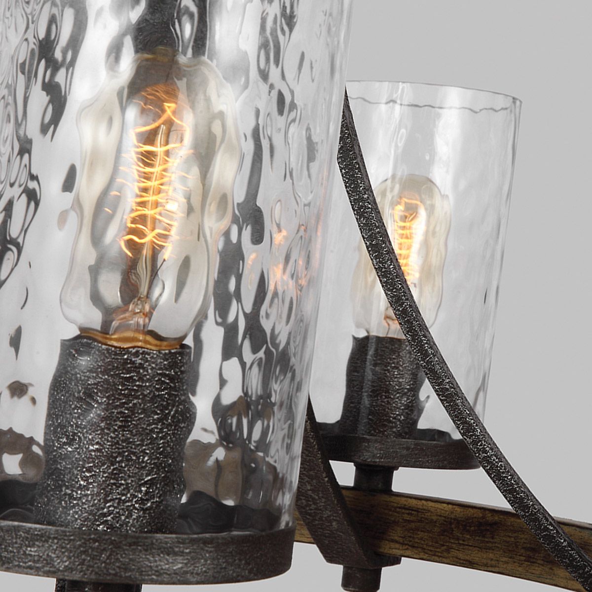 Quintiesse Angelo 5 Light Chandelier - Distressed Weathered Oak & Slate Grey Metal
