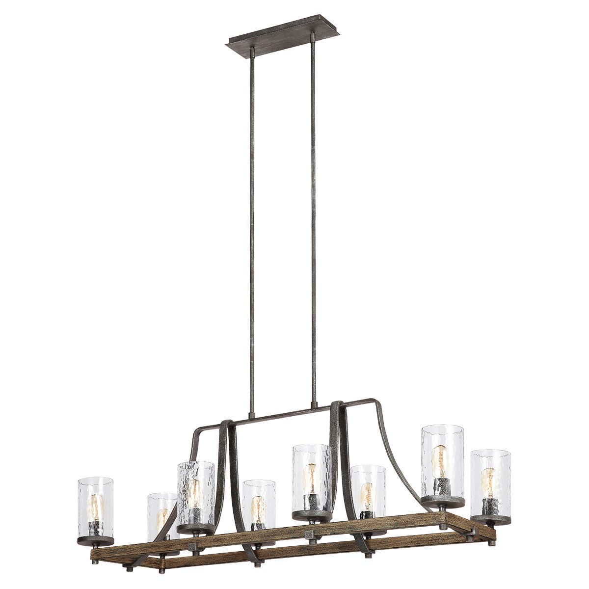 Quintiesse Angelo 9 Light Chandelier - Distressed Weathered Oak & Slate Grey Metal