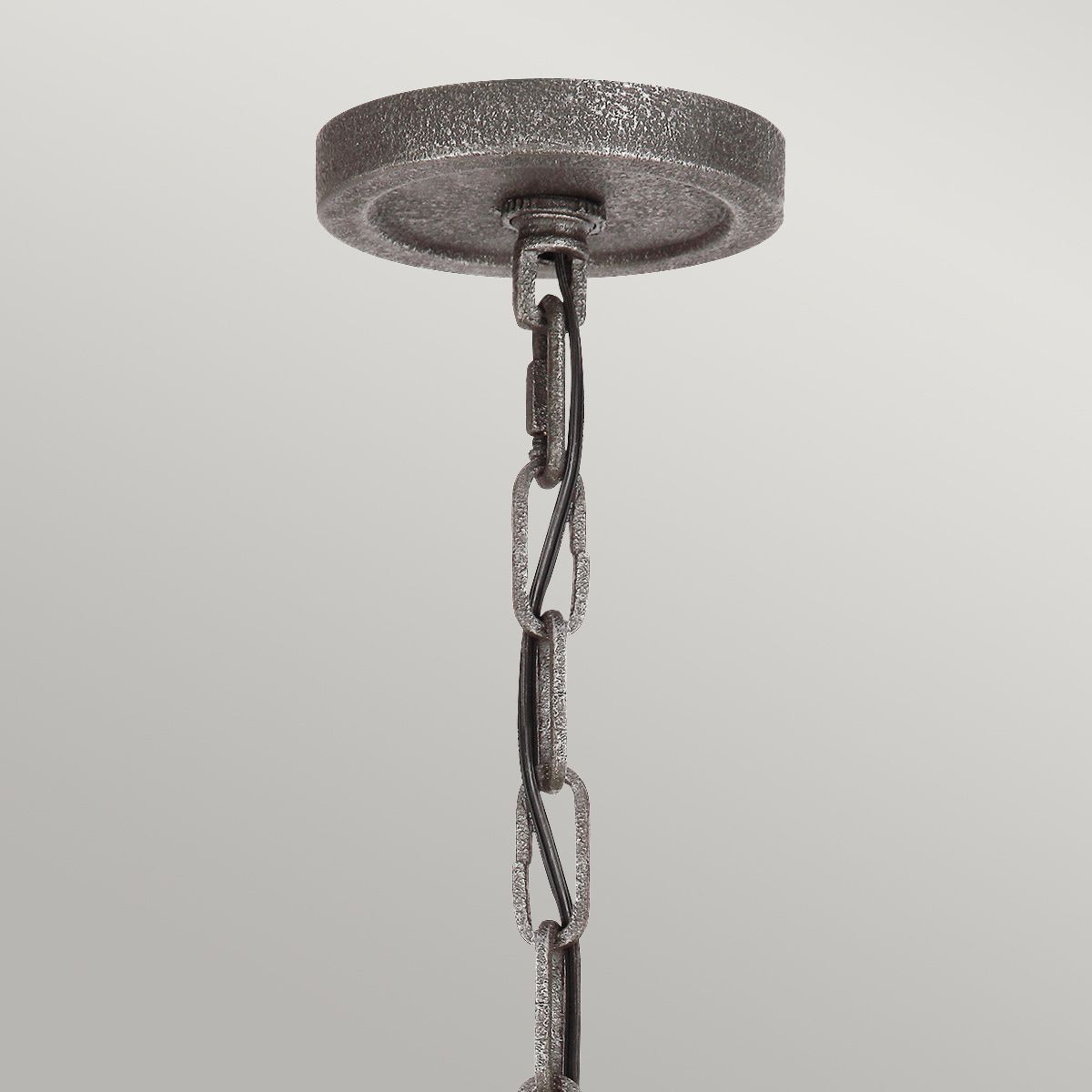 Quintiesse Angelo 9 Light Chandelier - Distressed Weathered Oak & Slate Grey Metal
