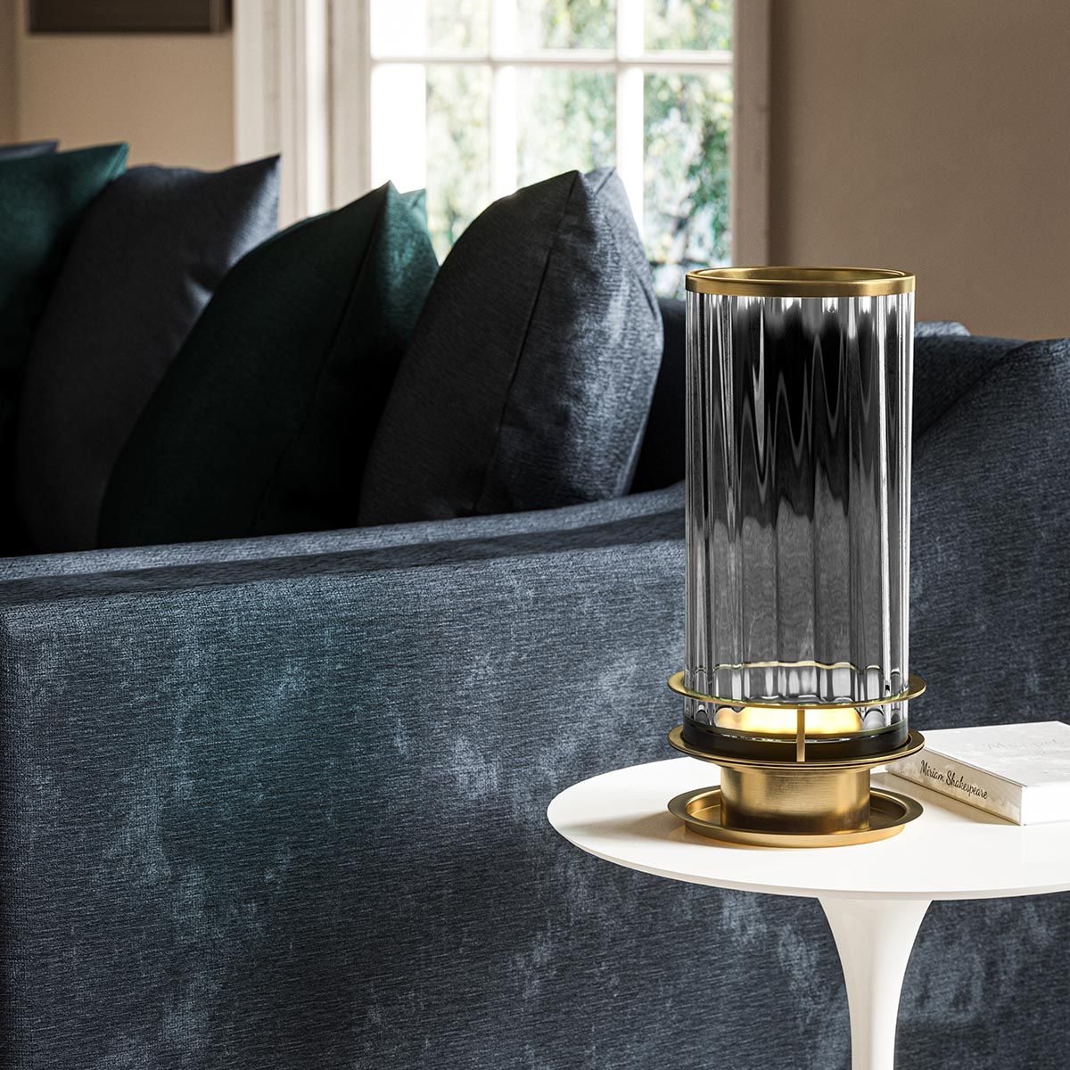 Quintiesse Arno Single Table Lamp - Smoke - Aged Brass