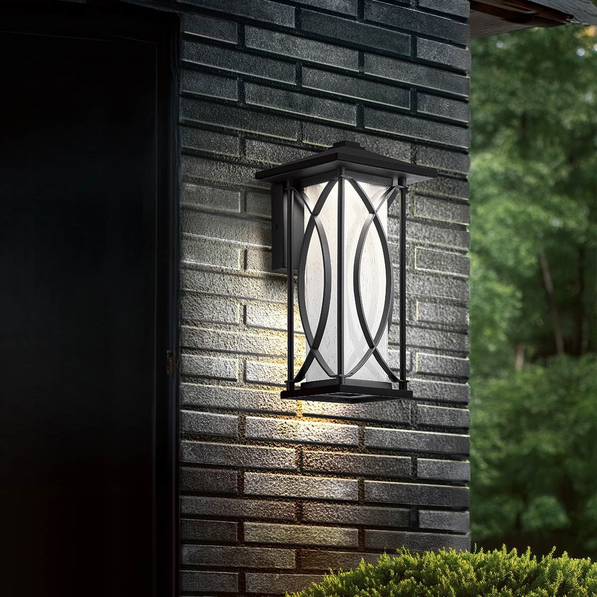 Quintiesse Ashbern Single Small IP44 Wall Lantern - Textured Black