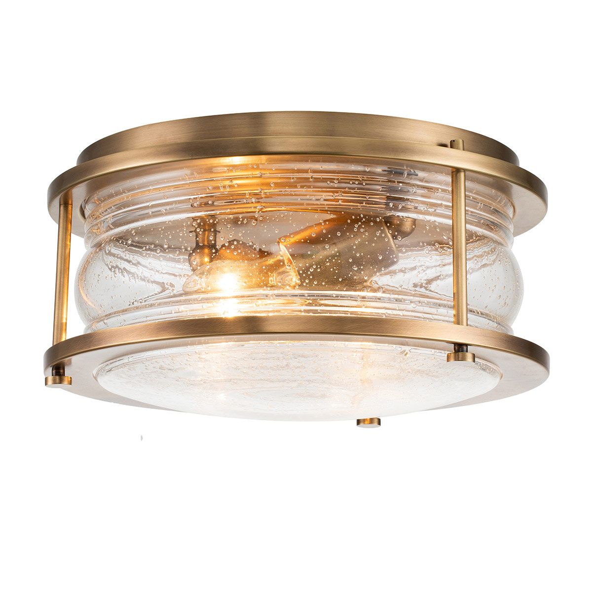Quintiesse Ashland Bay 2 Light Bathroom Flush Fitting - Natural Brass