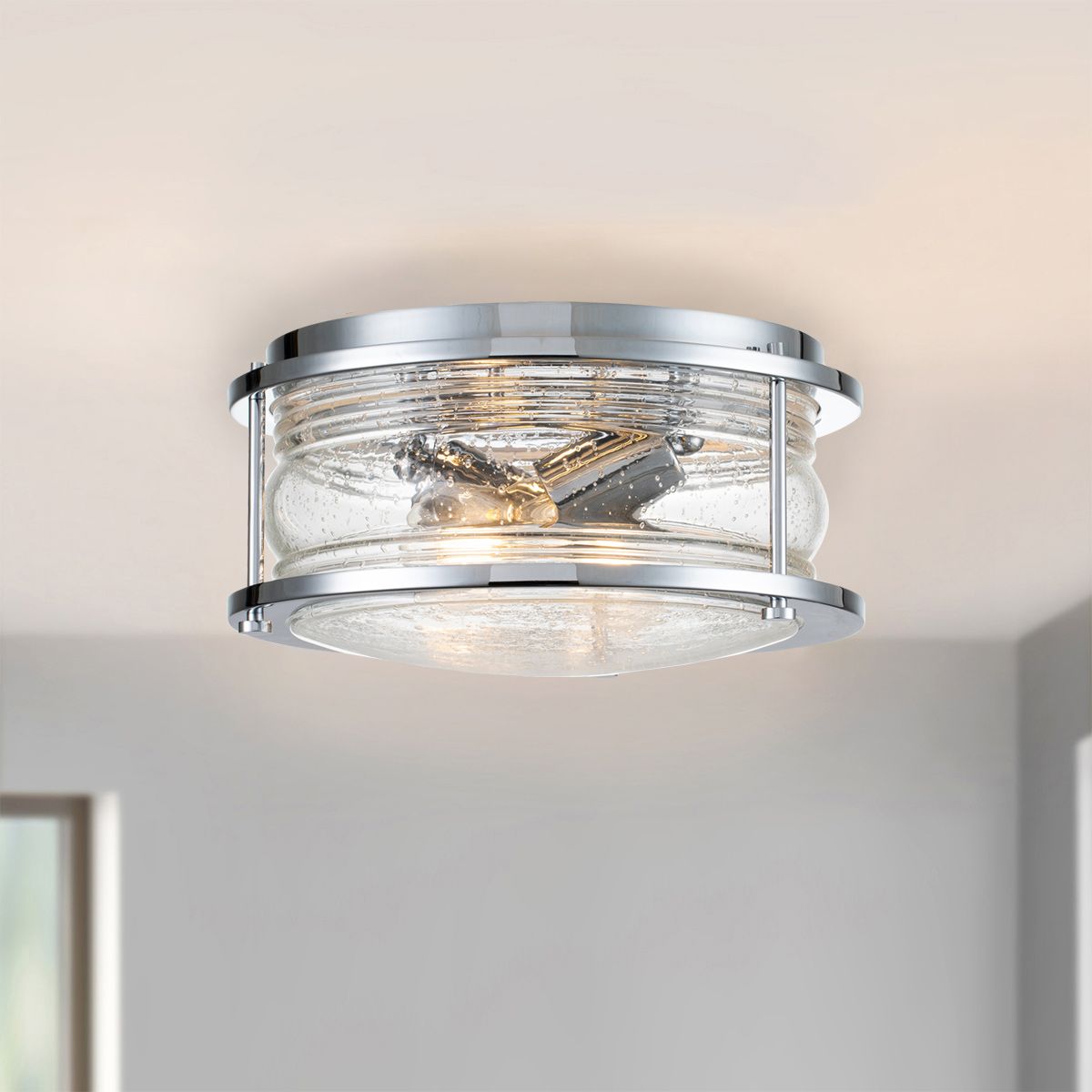 Quintiesse Ashland Bay 2 Light Bathroom Flush Fitting - Chrome