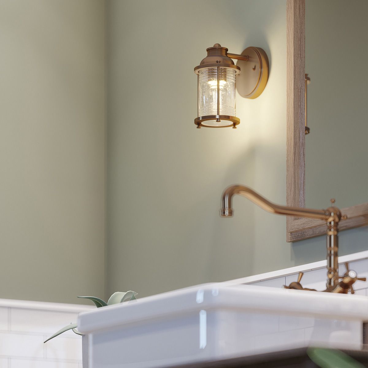 Quintiesse Ashland Bay Single Bathroom Wall Light - Natural Brass