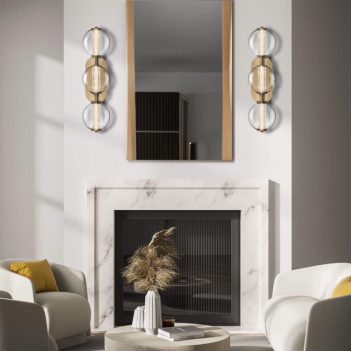 Quintiesse Atomo 3 Light Wall Light - Gold