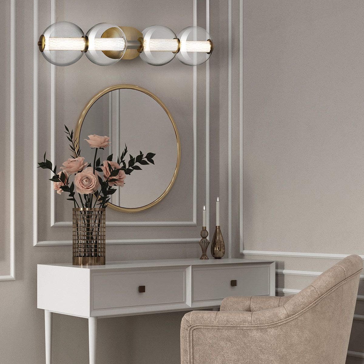 Quintiesse Atomo 4 Light Wall Light - Gold