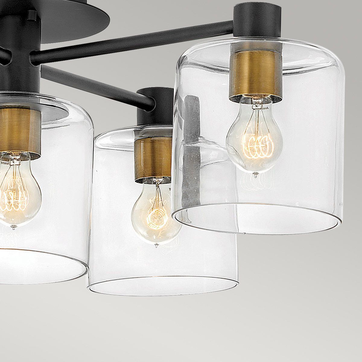 Quintiesse Axel 5 Light Semi-Flush Fitting - Black & Heritage Brass