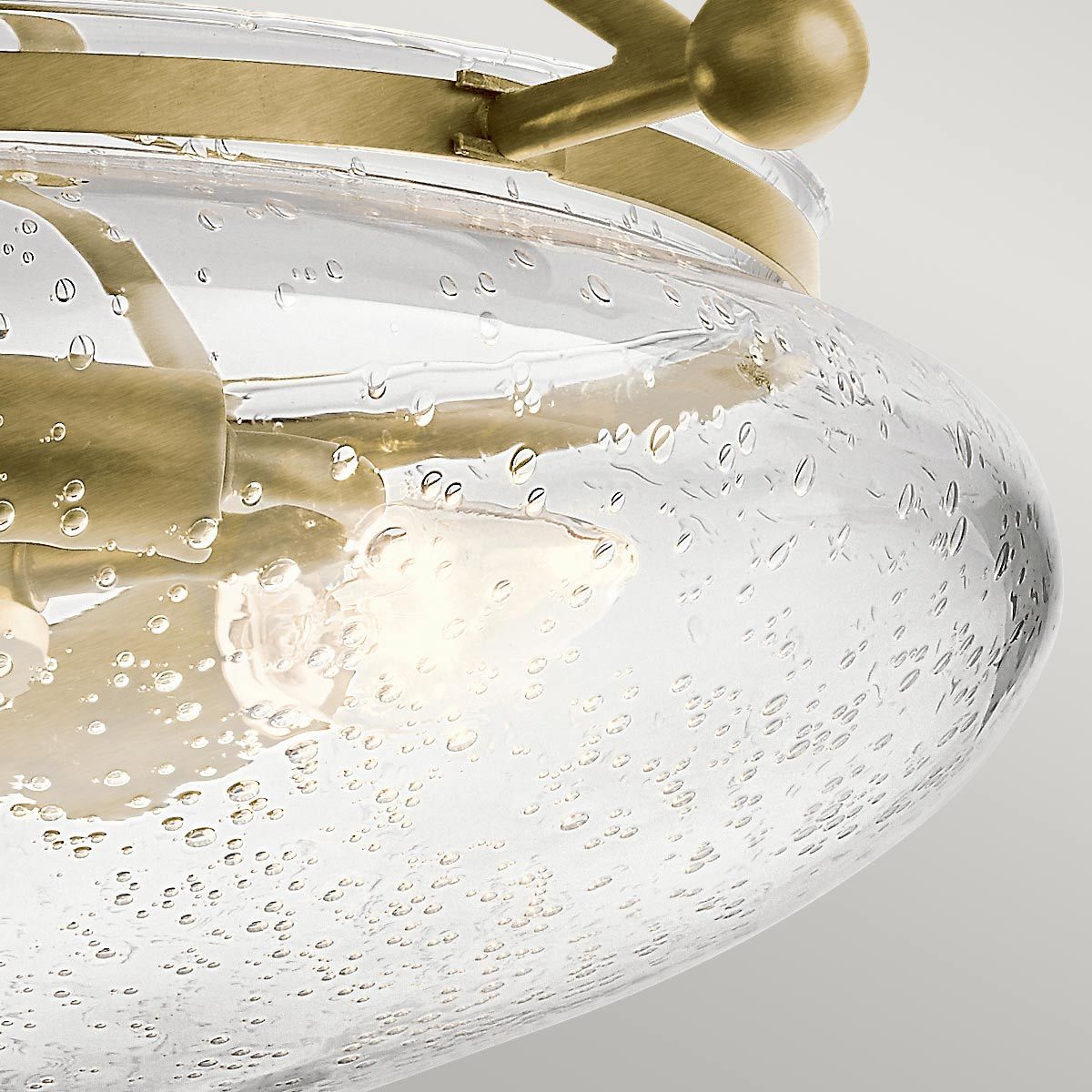 Quintiesse Belle 3 Light Semi-Flush Fitting - Brushed Natural Brass