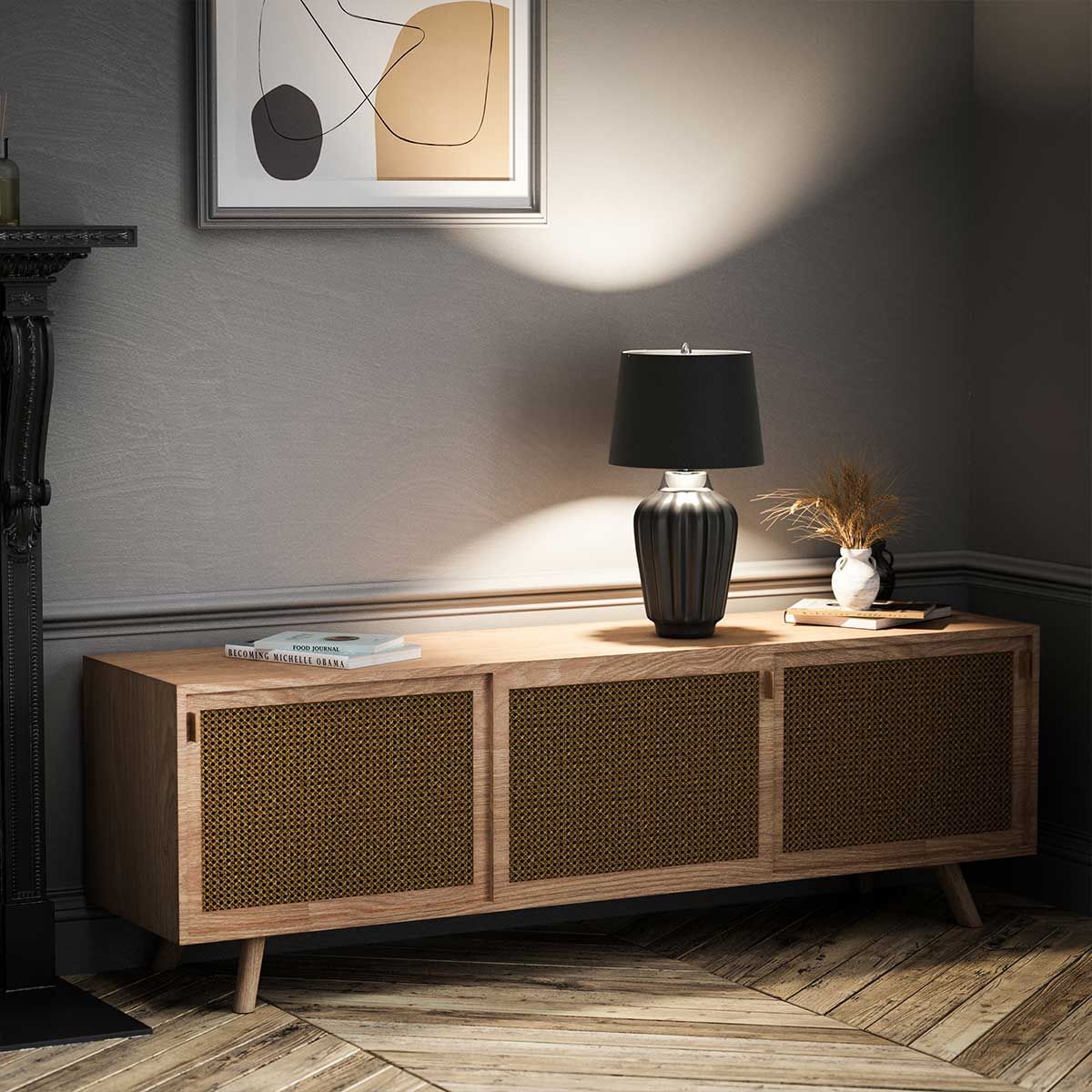 Quintiesse Bexley Single Table Lamp - Black & Polished Nickel