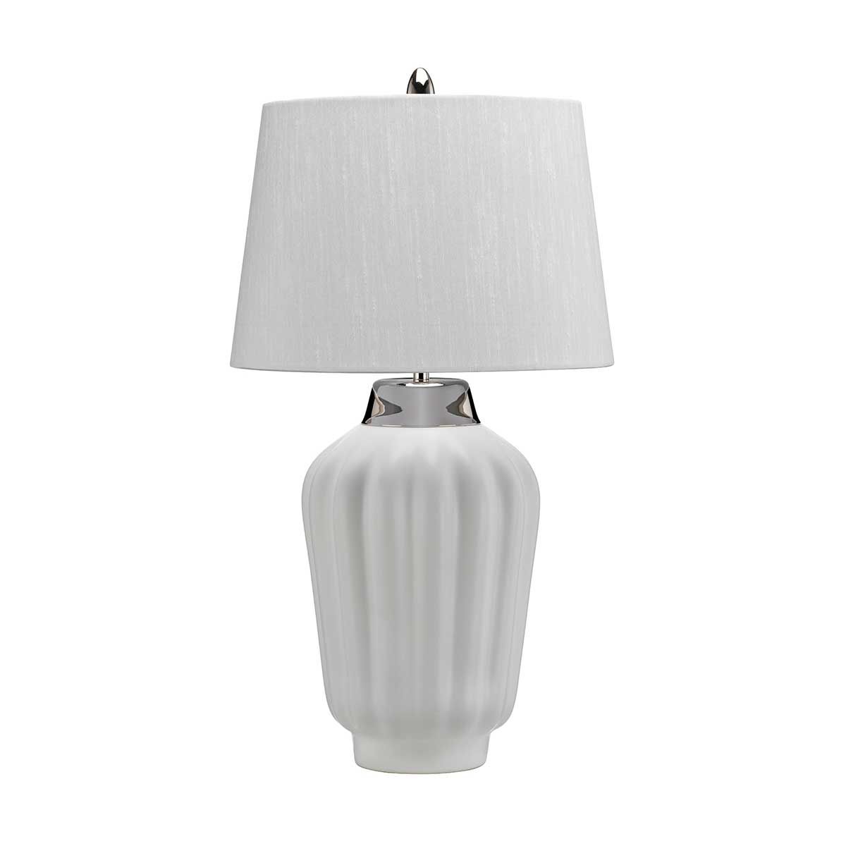 Quintiesse Bexley Single Table Lamp - White & Polished Nickel