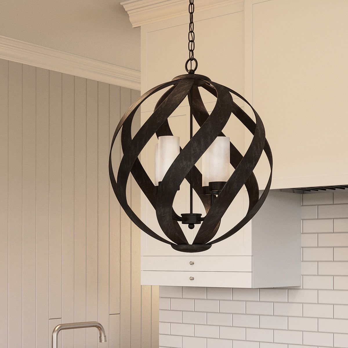 Quintiesse Blacksmith 4 Light Outdoor Chandelier - Old Black