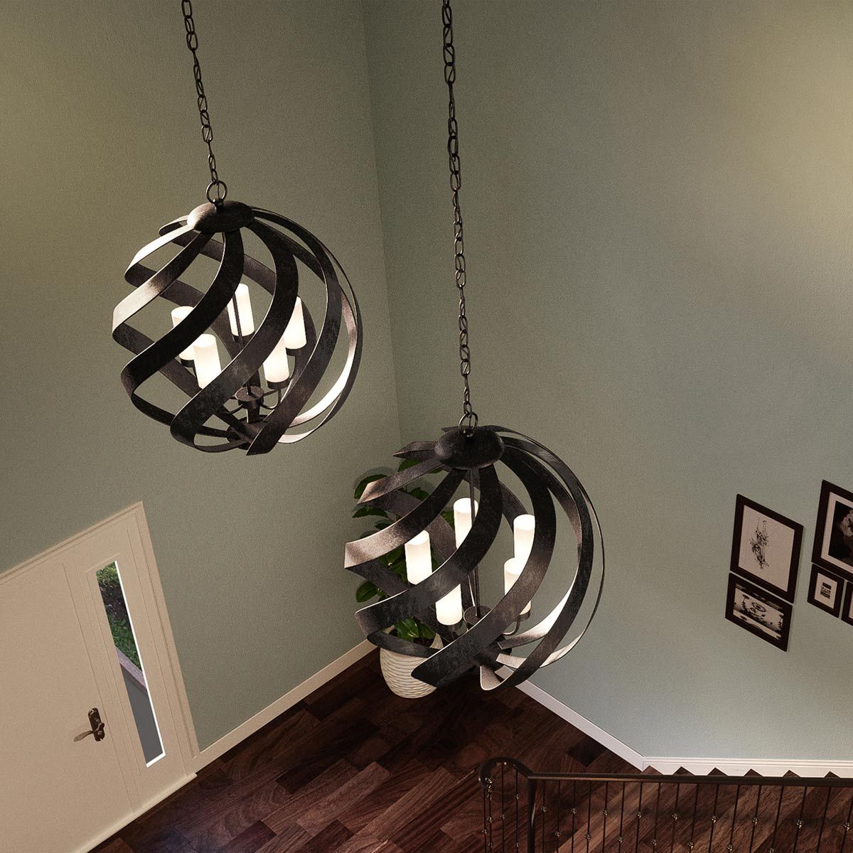 Quintiesse Blacksmith 5 Light Outdoor Chandelier - Old Black